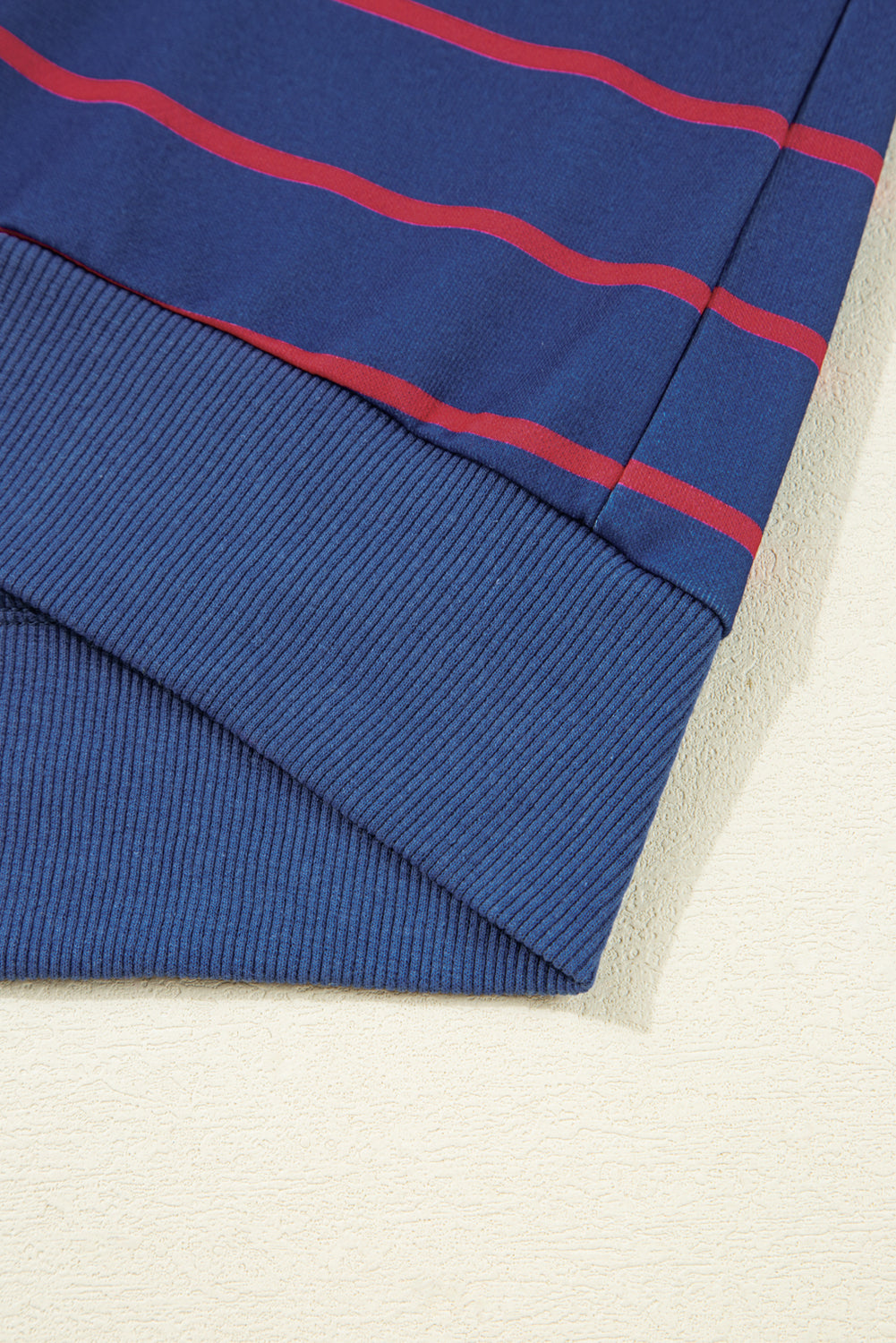 Blue Stripe Stylish Overlap Detail Drop Shoulder Pullover Sweatshirt