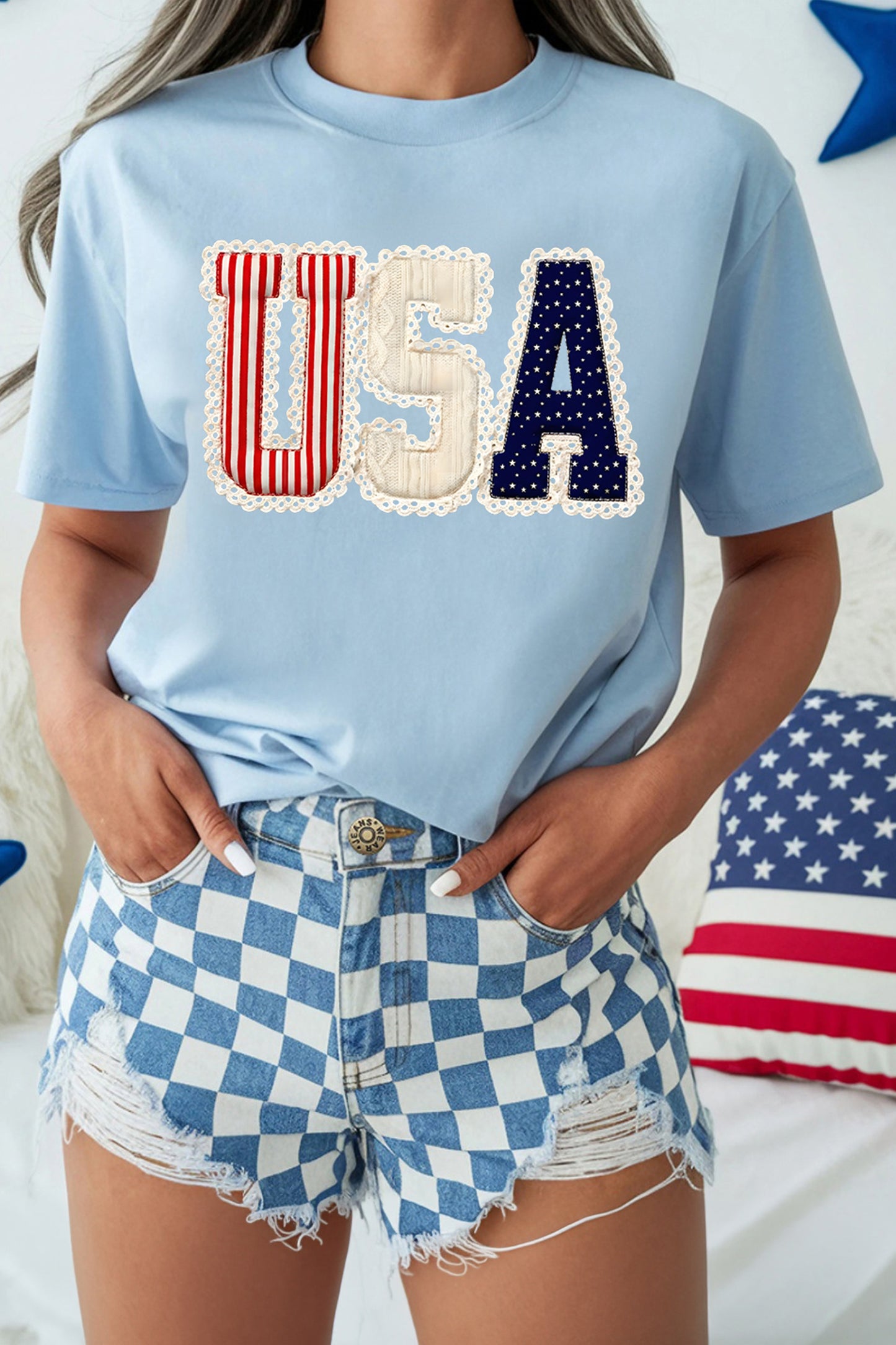 Slogan Graphic USA Patriotic Cotton Tee