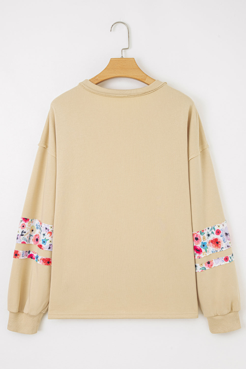 Peach Blossom Floral Applique Baggy Pullover Sweatshirt