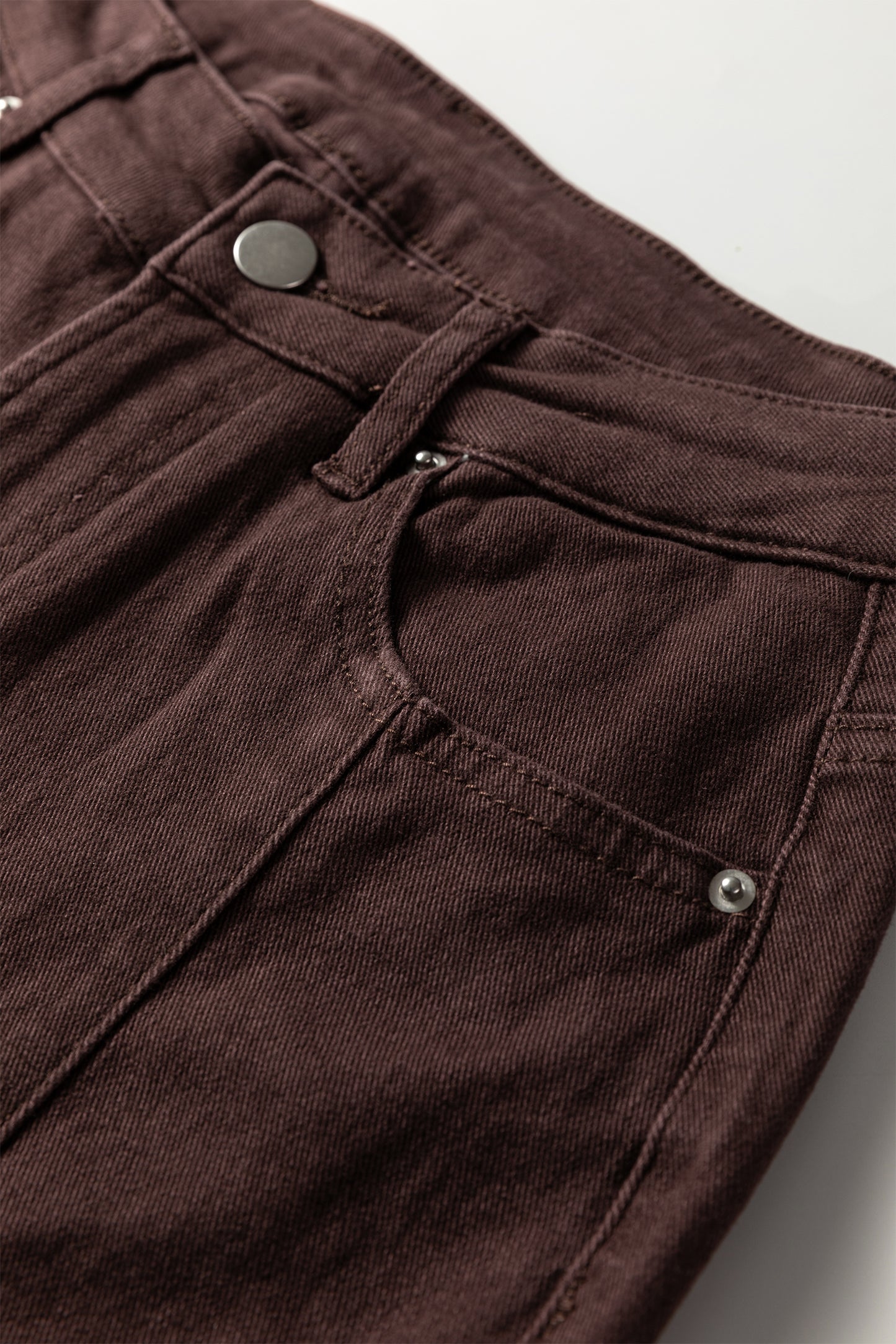 Red Sandalwood Solid Color Seamed Center Wide Leg Cropped Jeans