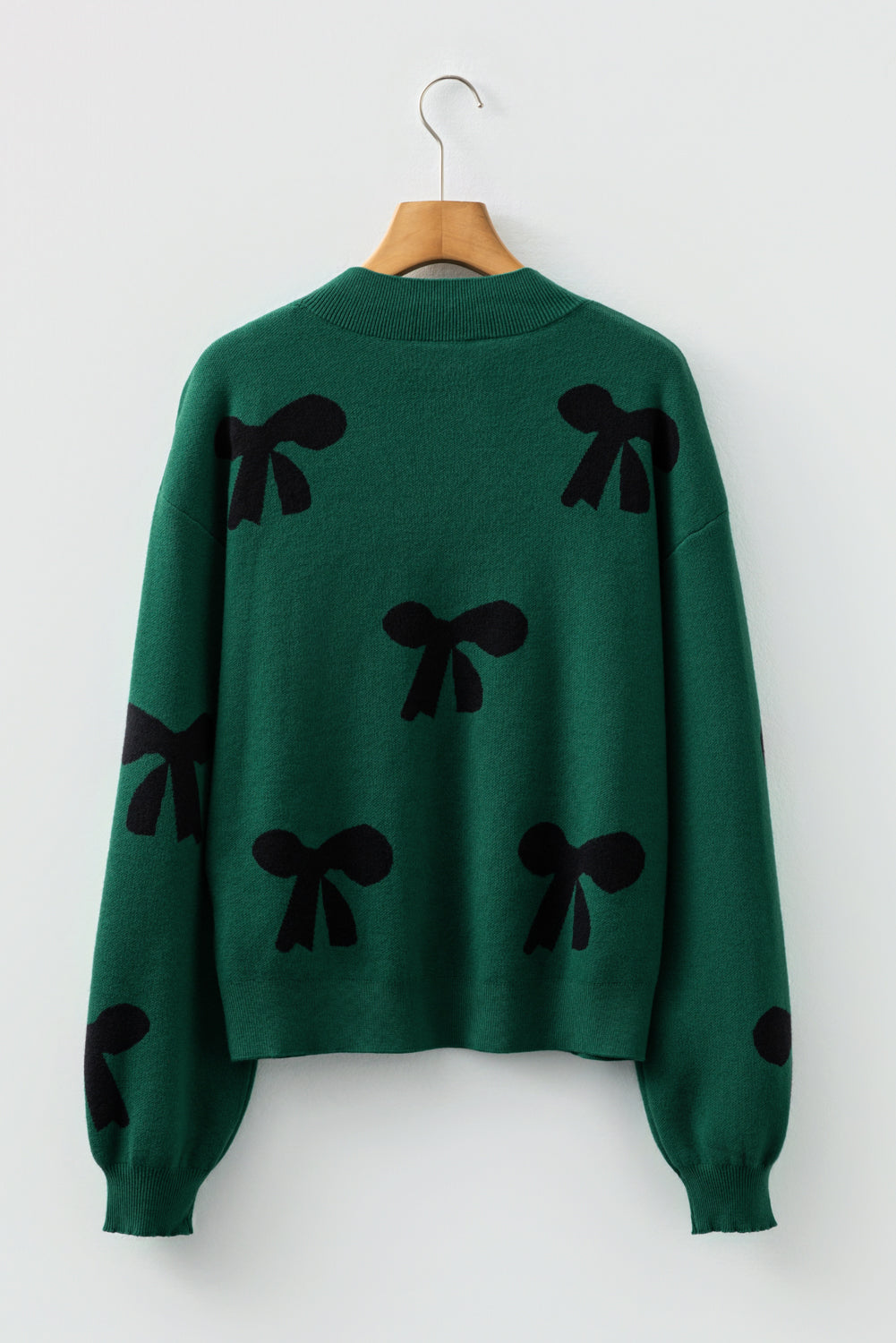 Pearl Embellished Bow Pattern Loose Sweater