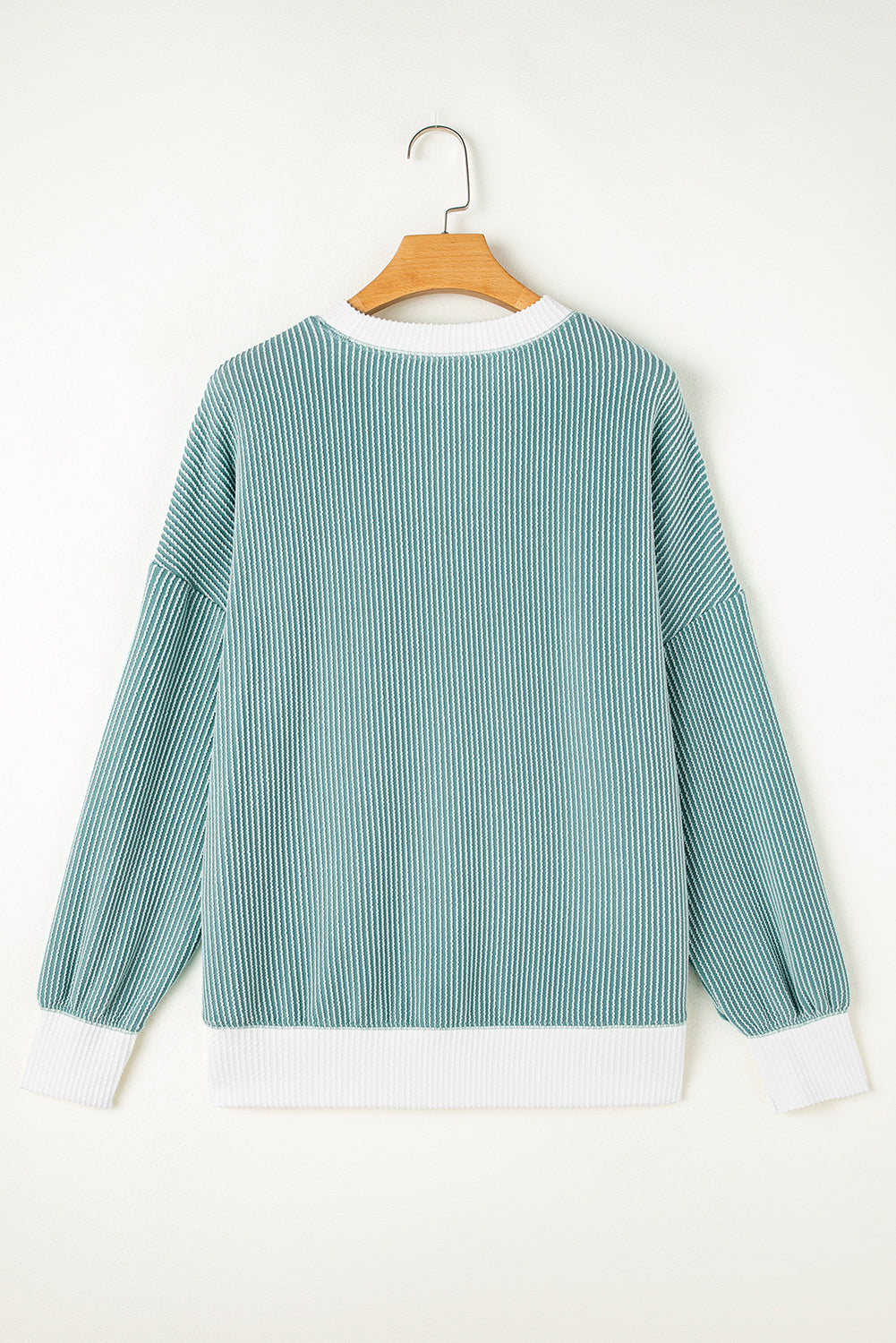 Blossom Corded Colorblock Drop Shoulder Loose Top