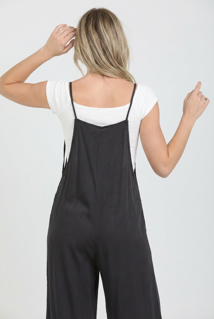 Denim Flare Leg Sleeveless Overall Jumpsuit