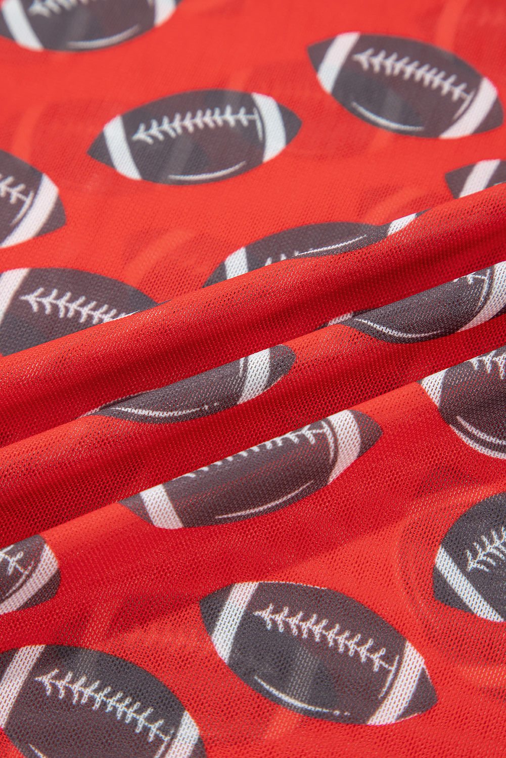 Black Game Day Rugby Mesh Sheer Long Sleeve Top