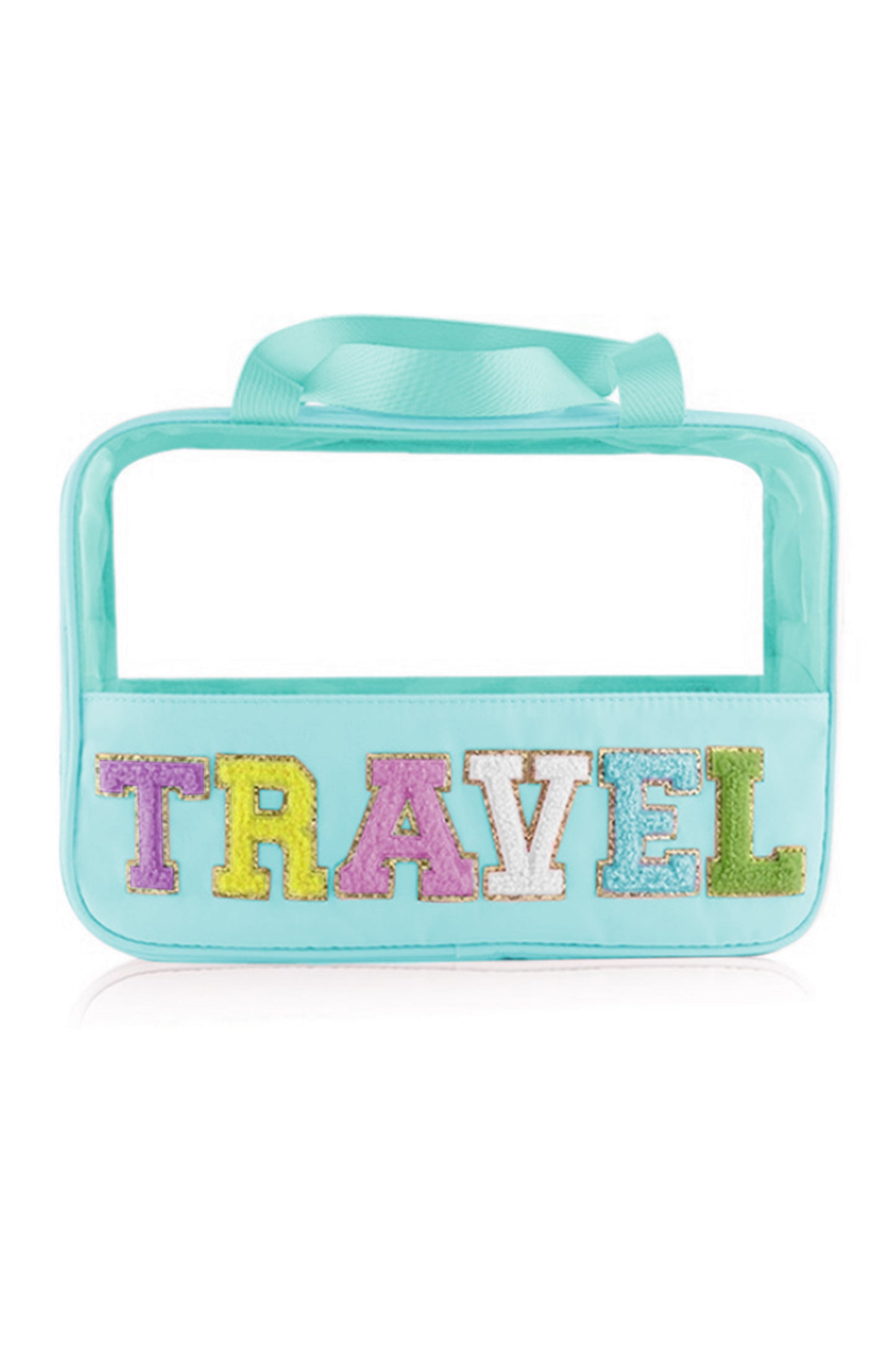 Parchment TRAVEL Chenille Letter Clear PVC Makeup Bag