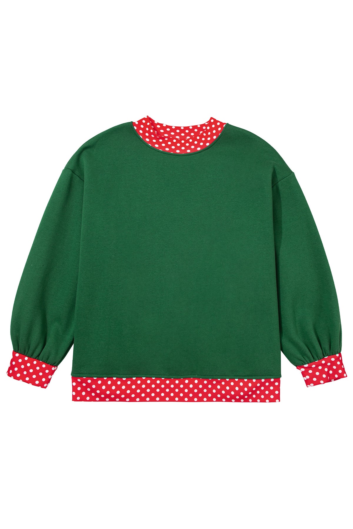 Red Polka Dot Patchwork Round Neck Plus Size Sweatshirt