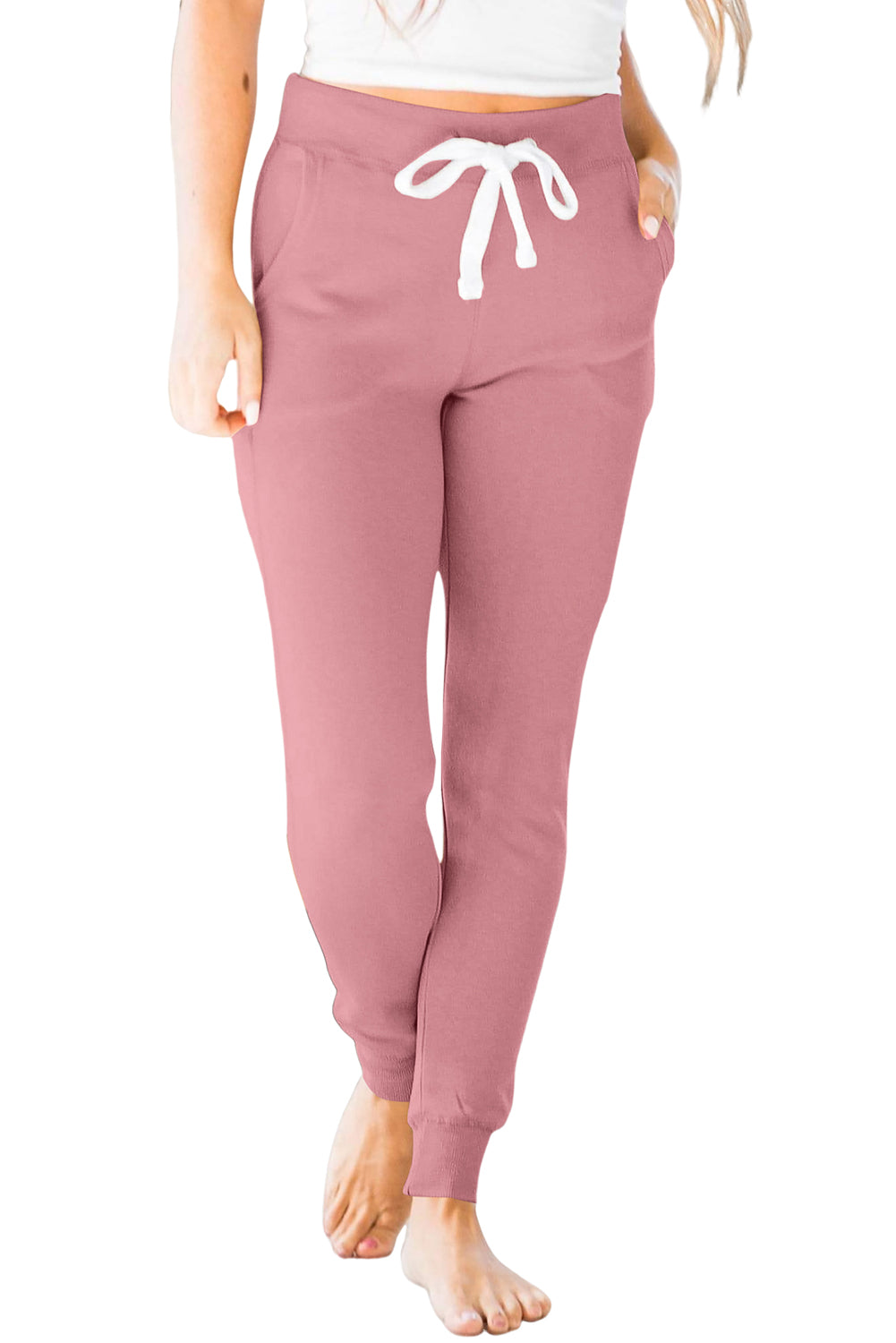 Moss Green Drawstring Waist Pocketed Joggers