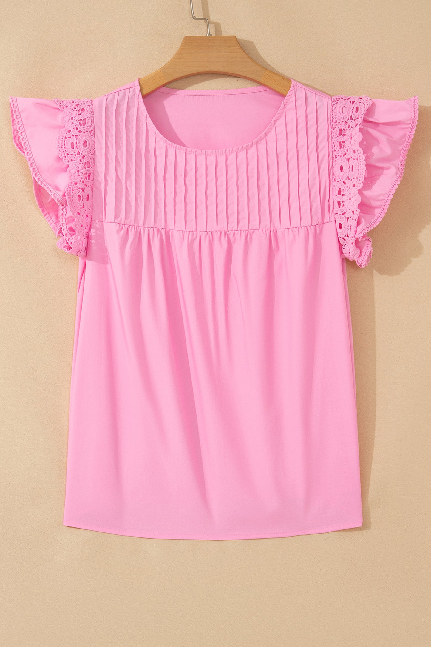 Lace Flutter Sleeve Blouse Lyocell Boutique Summer Top