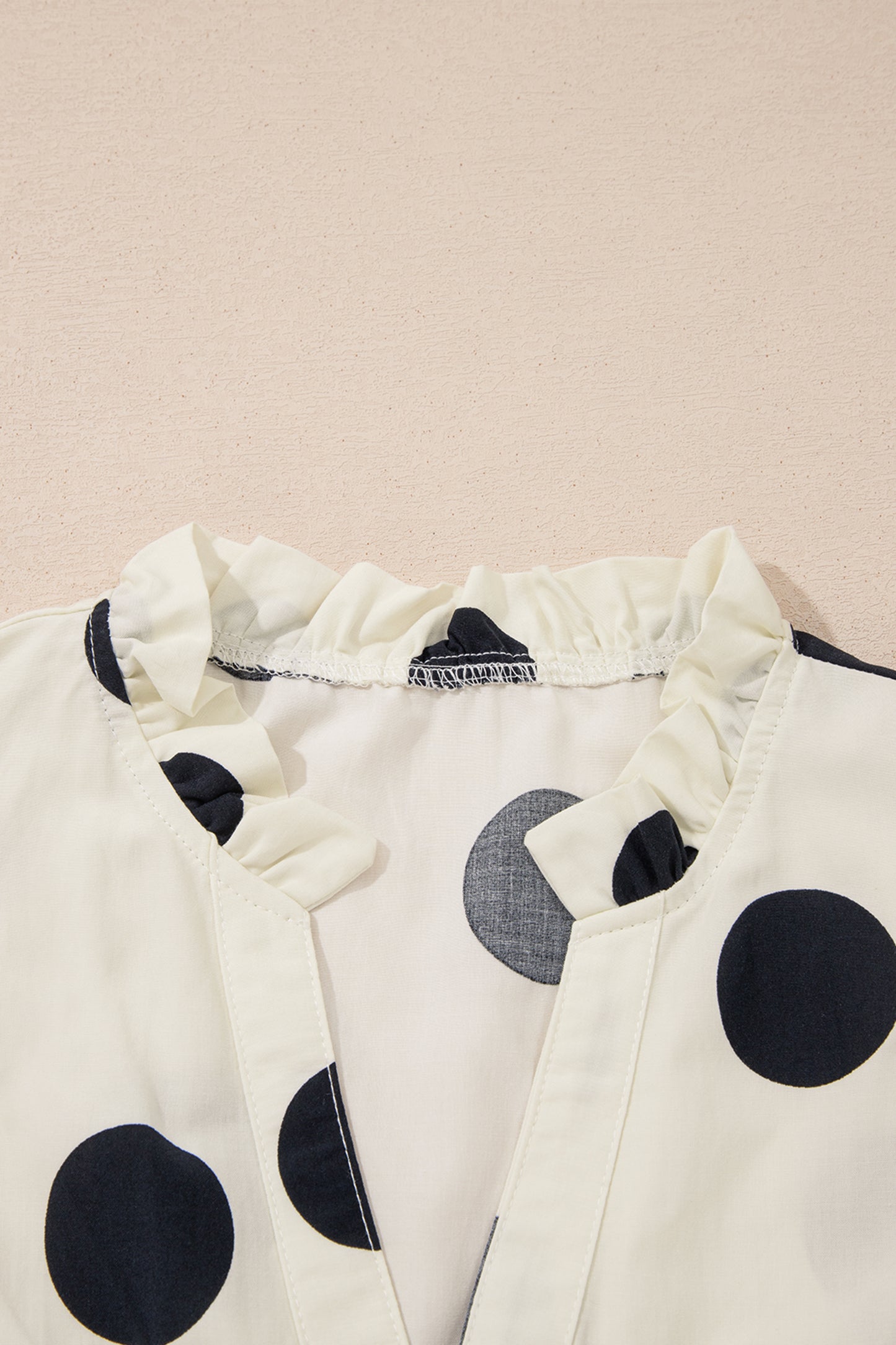 Polka Dot Cotton Blouse Ruffle Sleeve Boutique Top