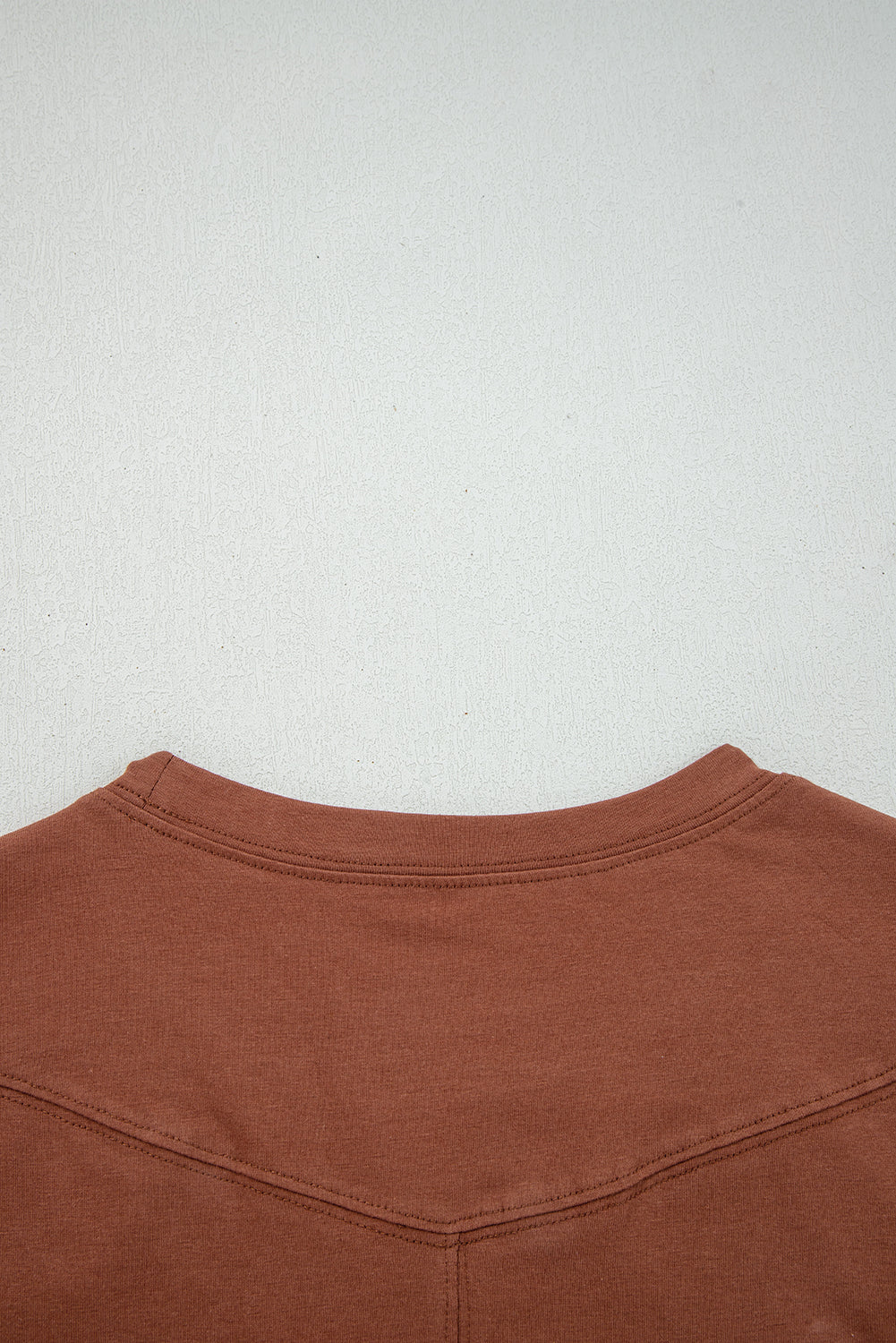 Chestnut Raw Seam Detail Solid Color Long Sleeve Top