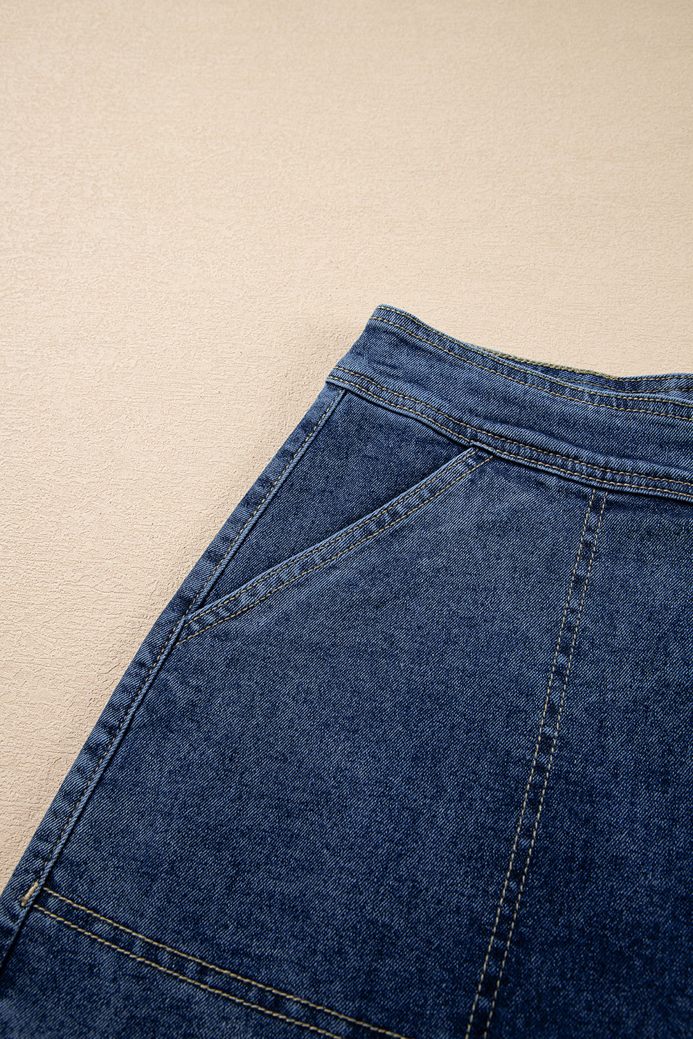 High Waist Faux Wrapped Denim Skort with Pockets