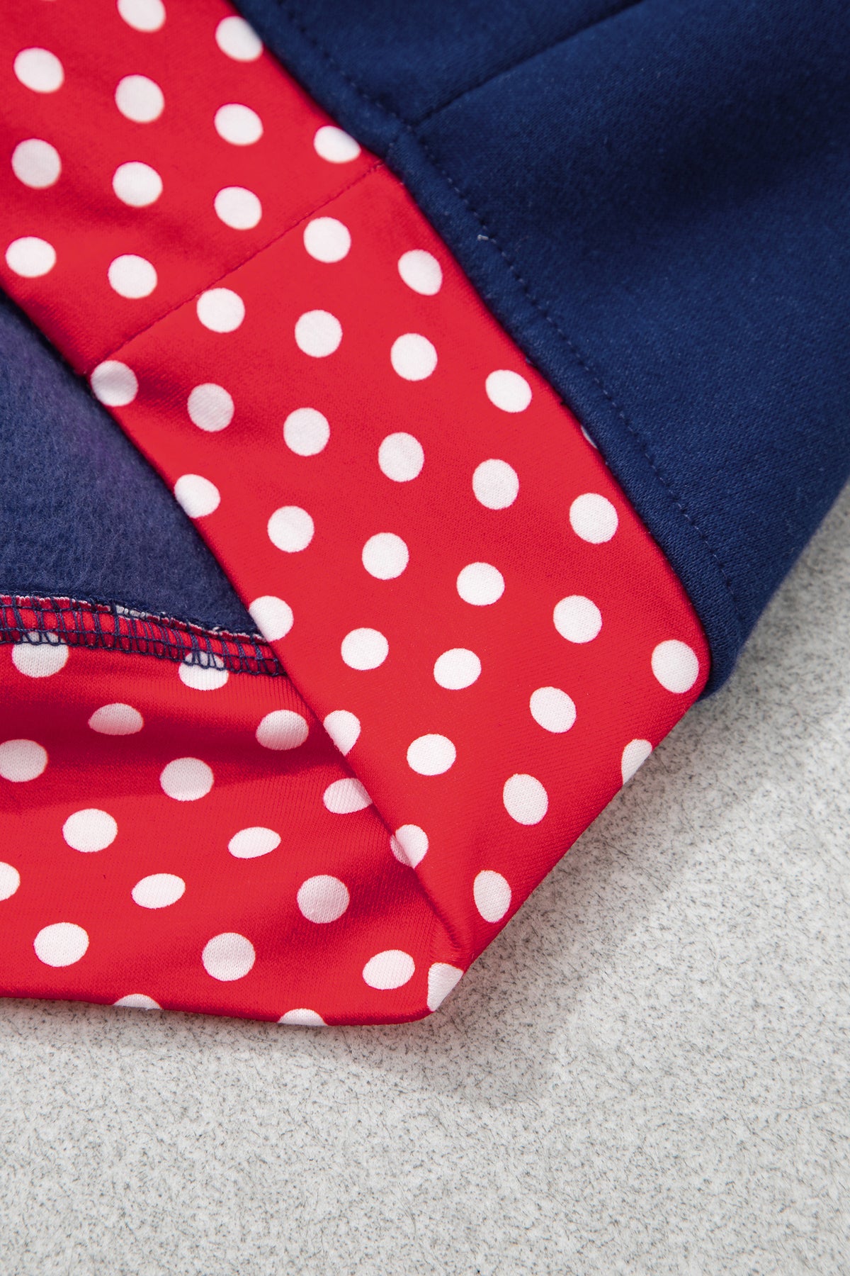 Red Polka Dot Patchwork Round Neck Plus Size Sweatshirt