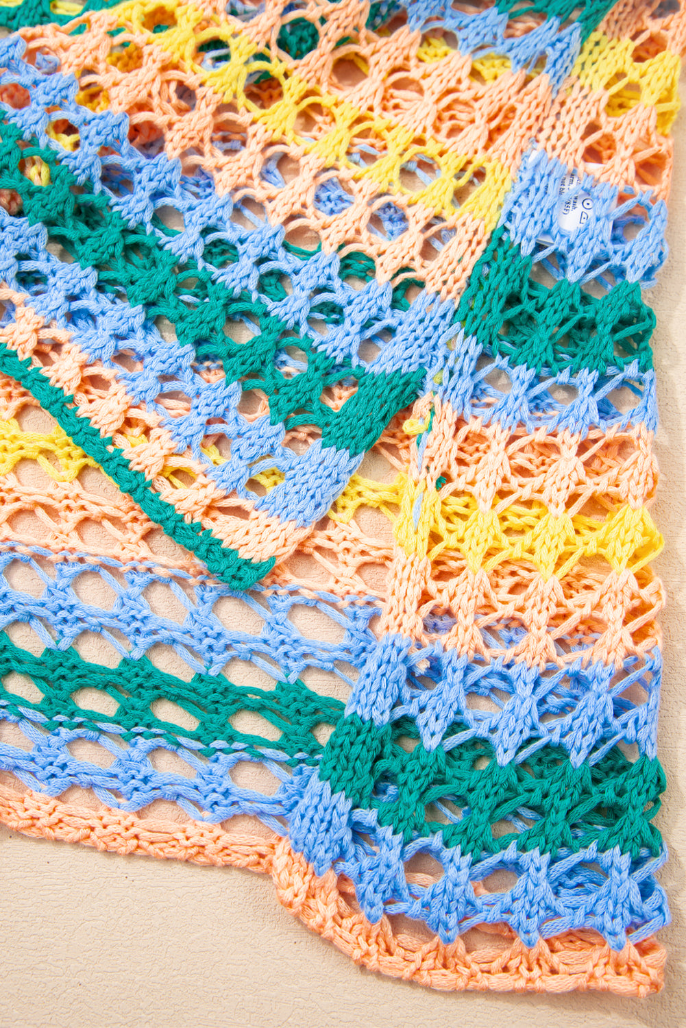 Carrot Multi Stripe Open Knit Sweater Beach Cover Up