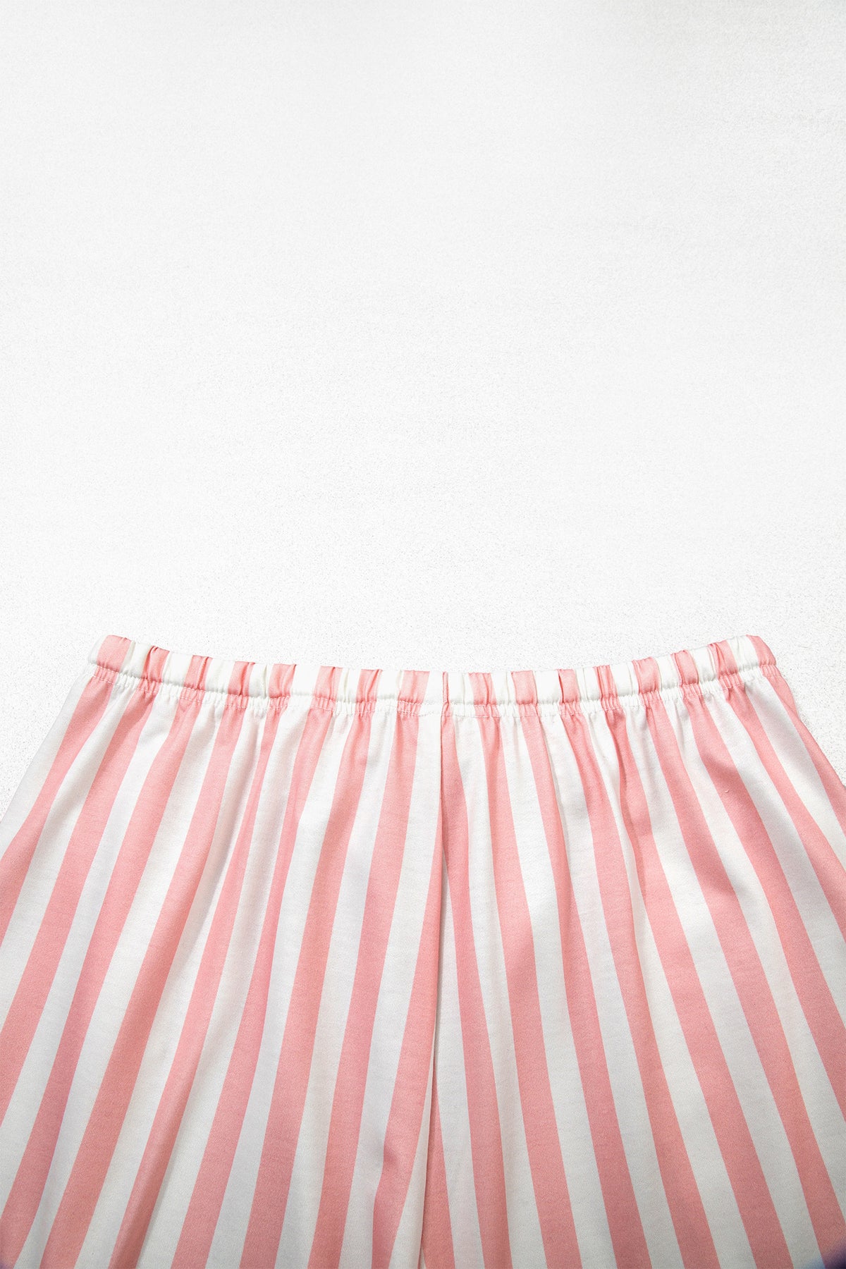 Smoke Green Striped Color Block Pullover Top Drawstring Shorts Set
