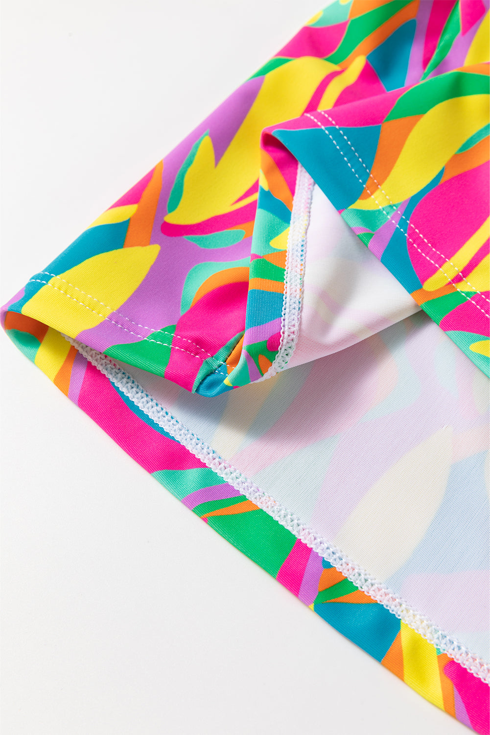 Abstract Print Textured Spaghetti Strap High Waist Bikini Set