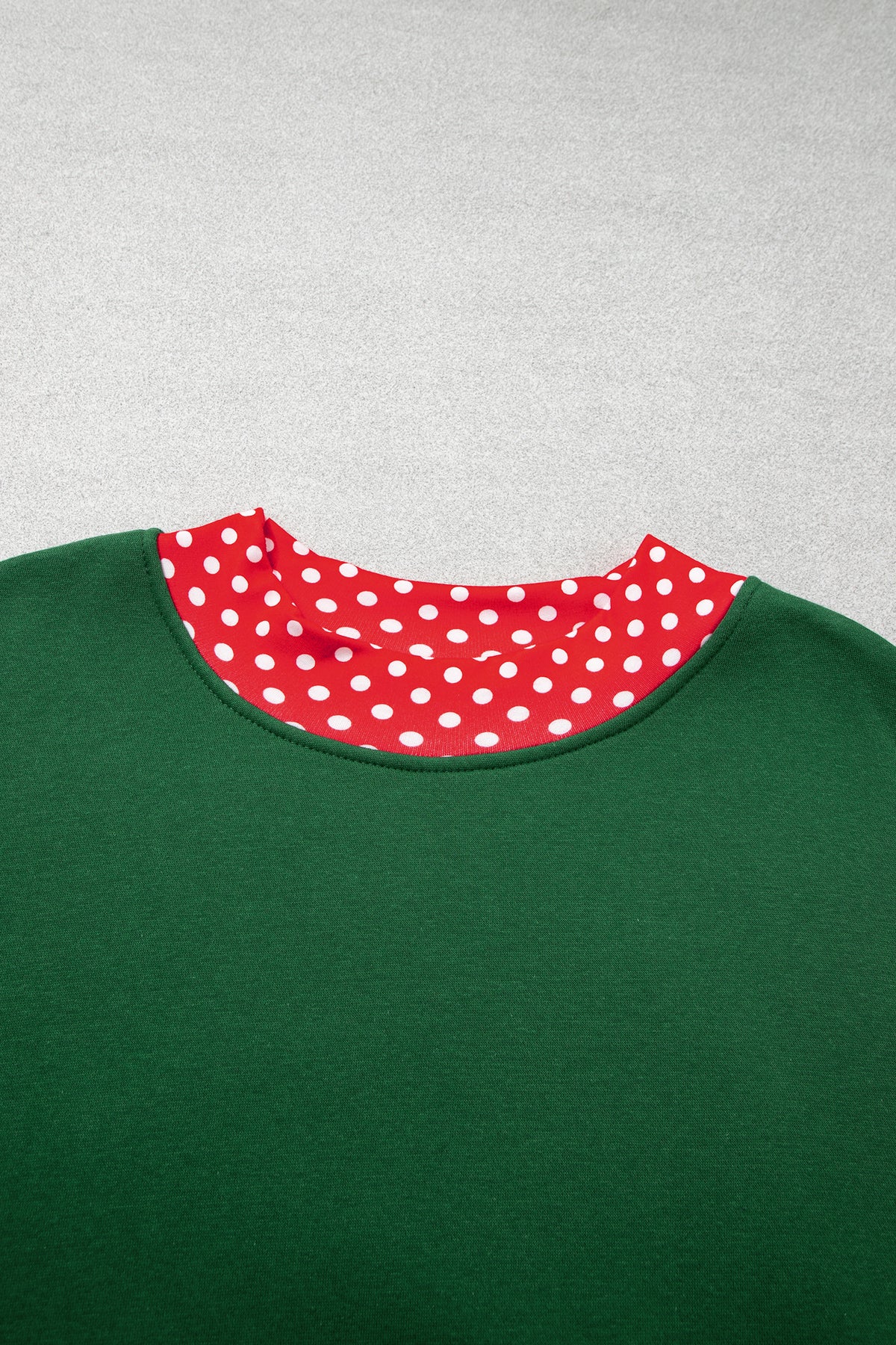 Red Polka Dot Patchwork Round Neck Plus Size Sweatshirt