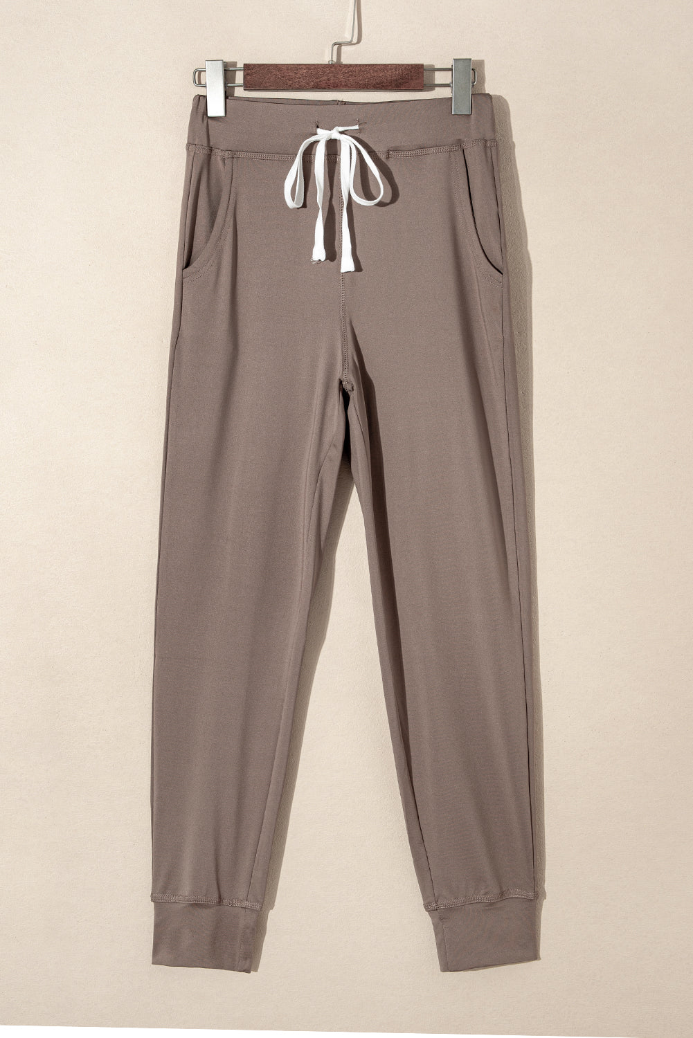 Moss Green Drawstring Waist Pocketed Joggers