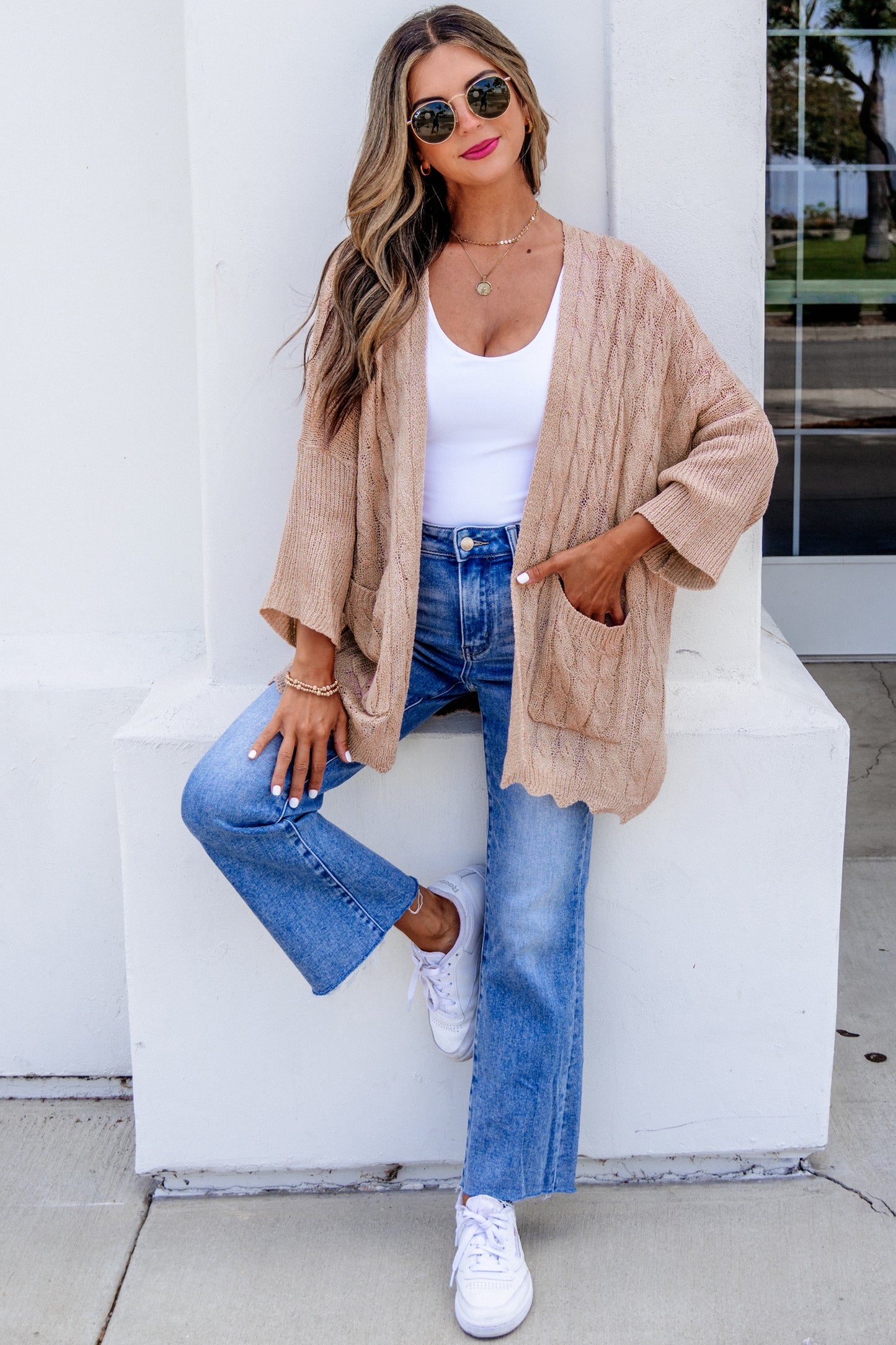Open Knit Acrylic Cardigan Beach Boho Lightweight