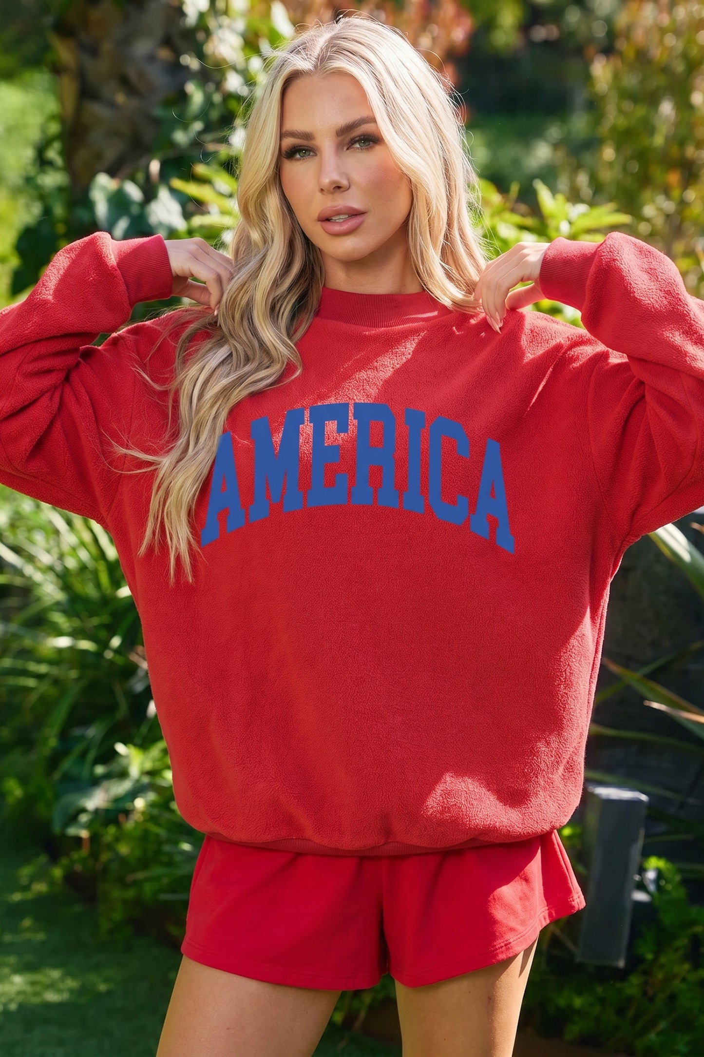 Flag Graphic Cotton Sweatshirt Reversible USA America