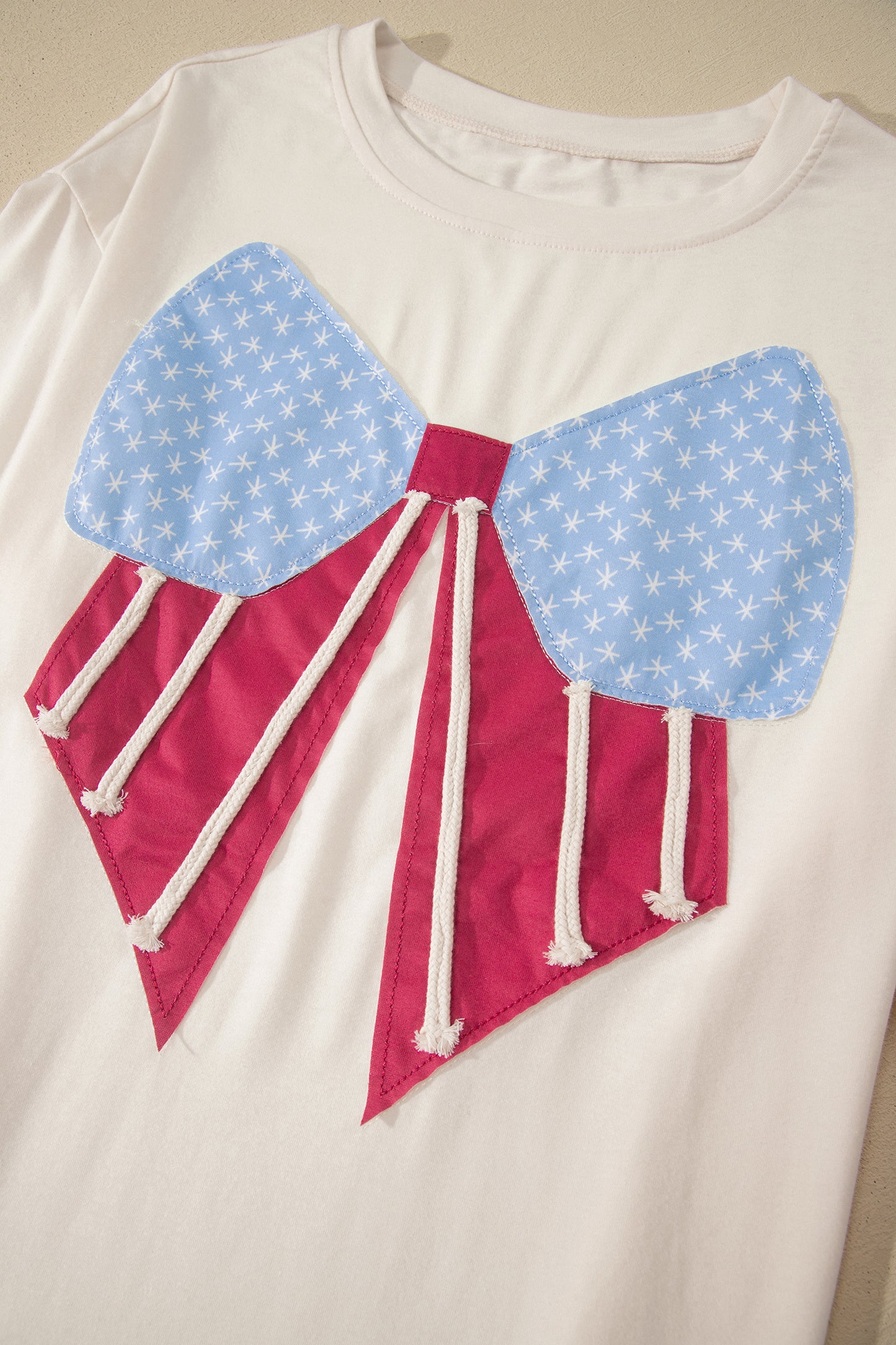 Patchwork Polyester Tee Casual Shift Short Sleeve
