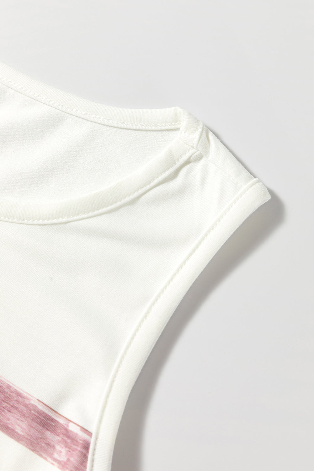 Red Stripe Rainbow Round Neck Tank Top