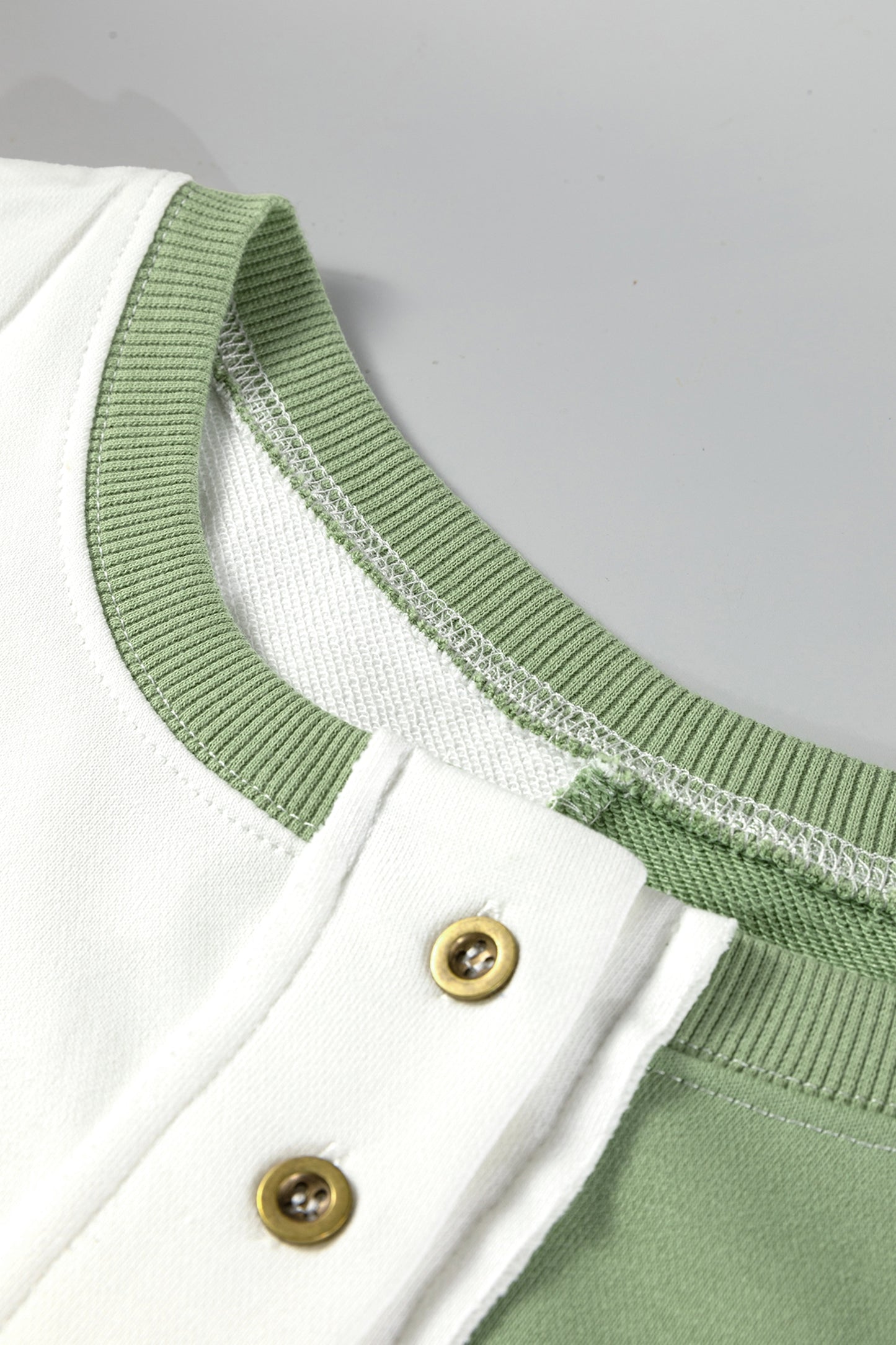 Parchment Colorblock Henley High Low Oversize Sweatshirt