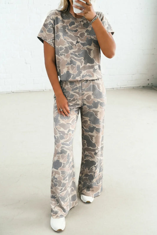 Multicolour Camouflage Tee Pants Set