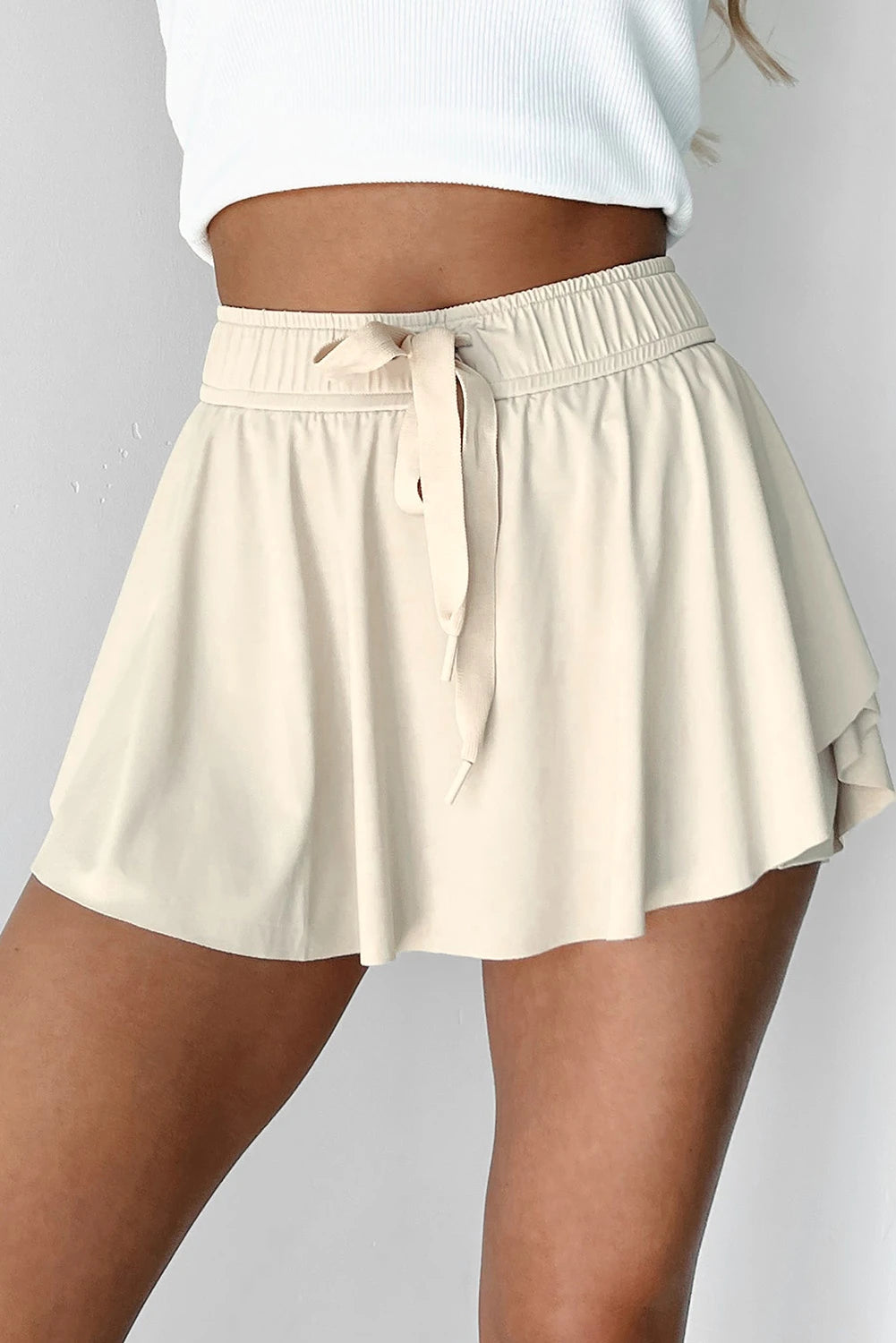 Bonbon Drawstring High Waist Lined Tennis Skorts