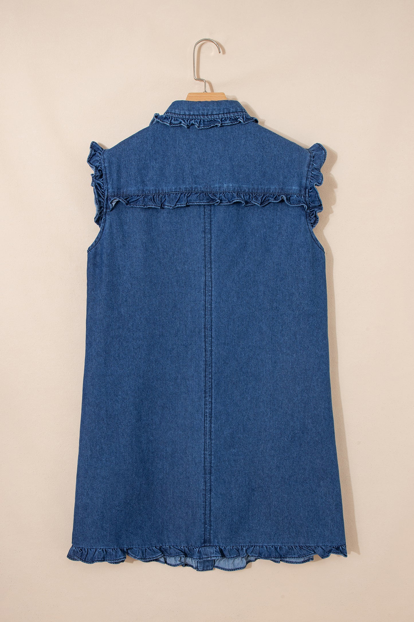 Patchwork Cotton Mini Dress Ruffle Shift High Waist