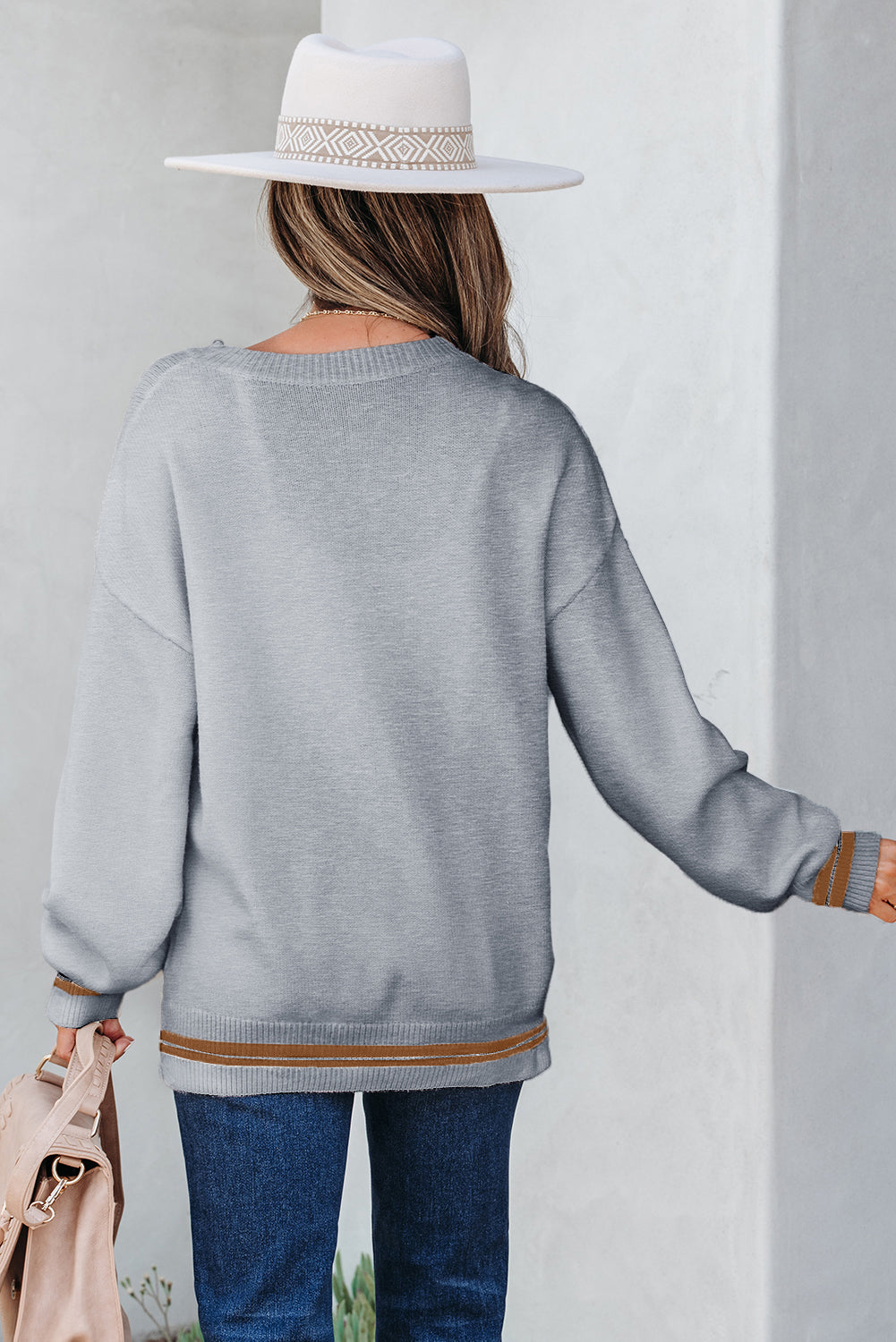 White See You Cowboy Embroidered Western Graphic Sweater