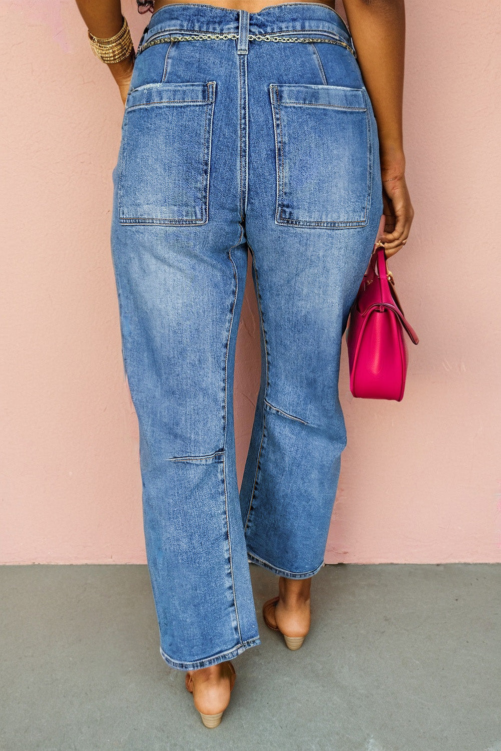 Dusk Blue Seam Detail Ankle Length Cropped BarrelJeans