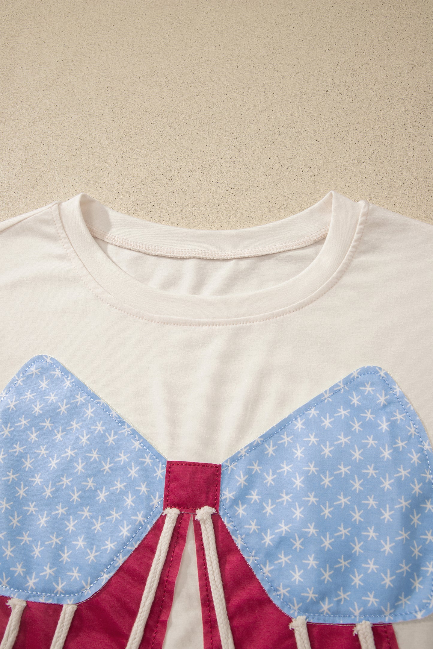 Patchwork Polyester Tee Casual Shift Short Sleeve