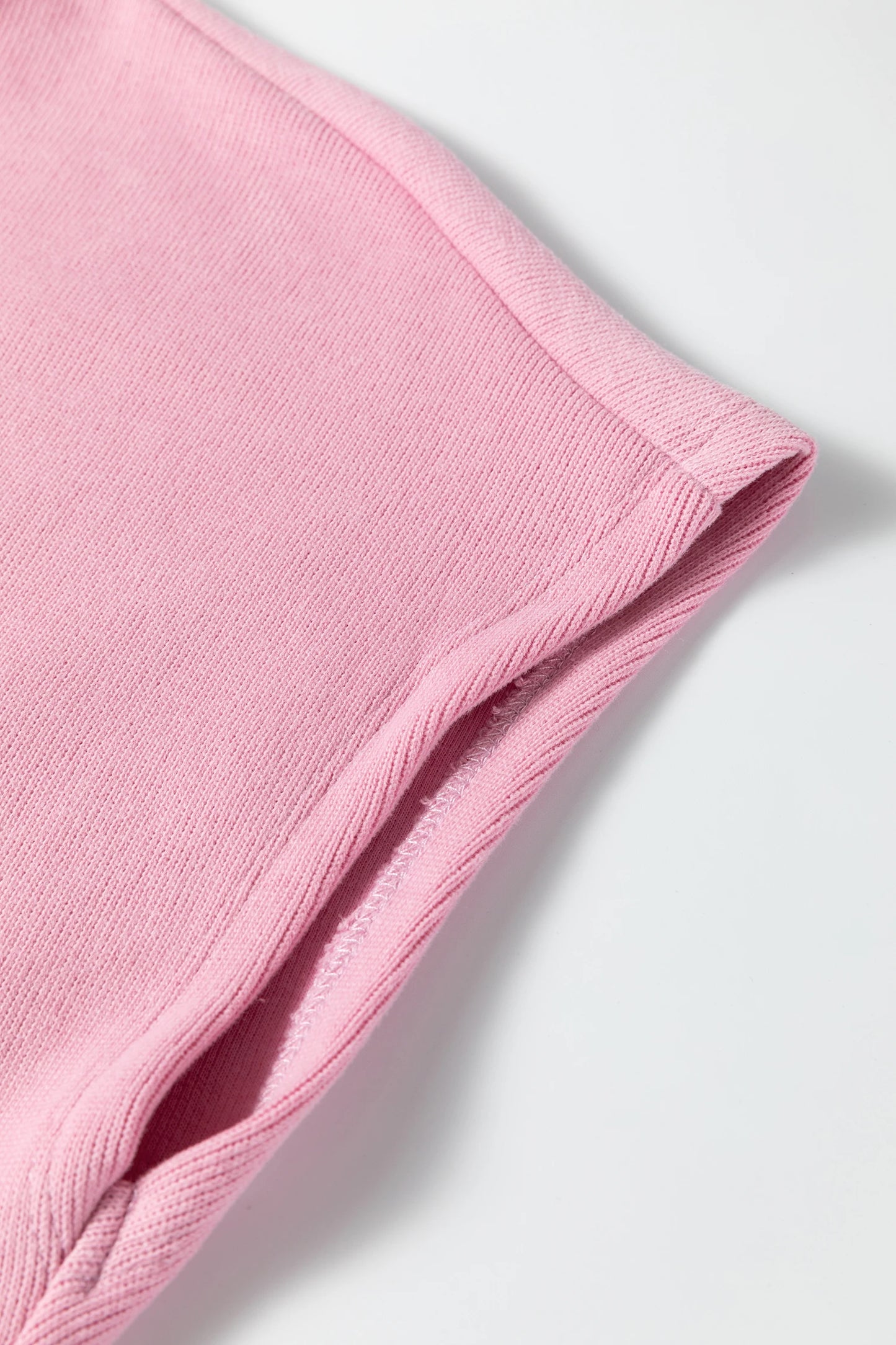 Pink Textured Knit High Neck Loose Tee Elastic Waist Loose Pant Set