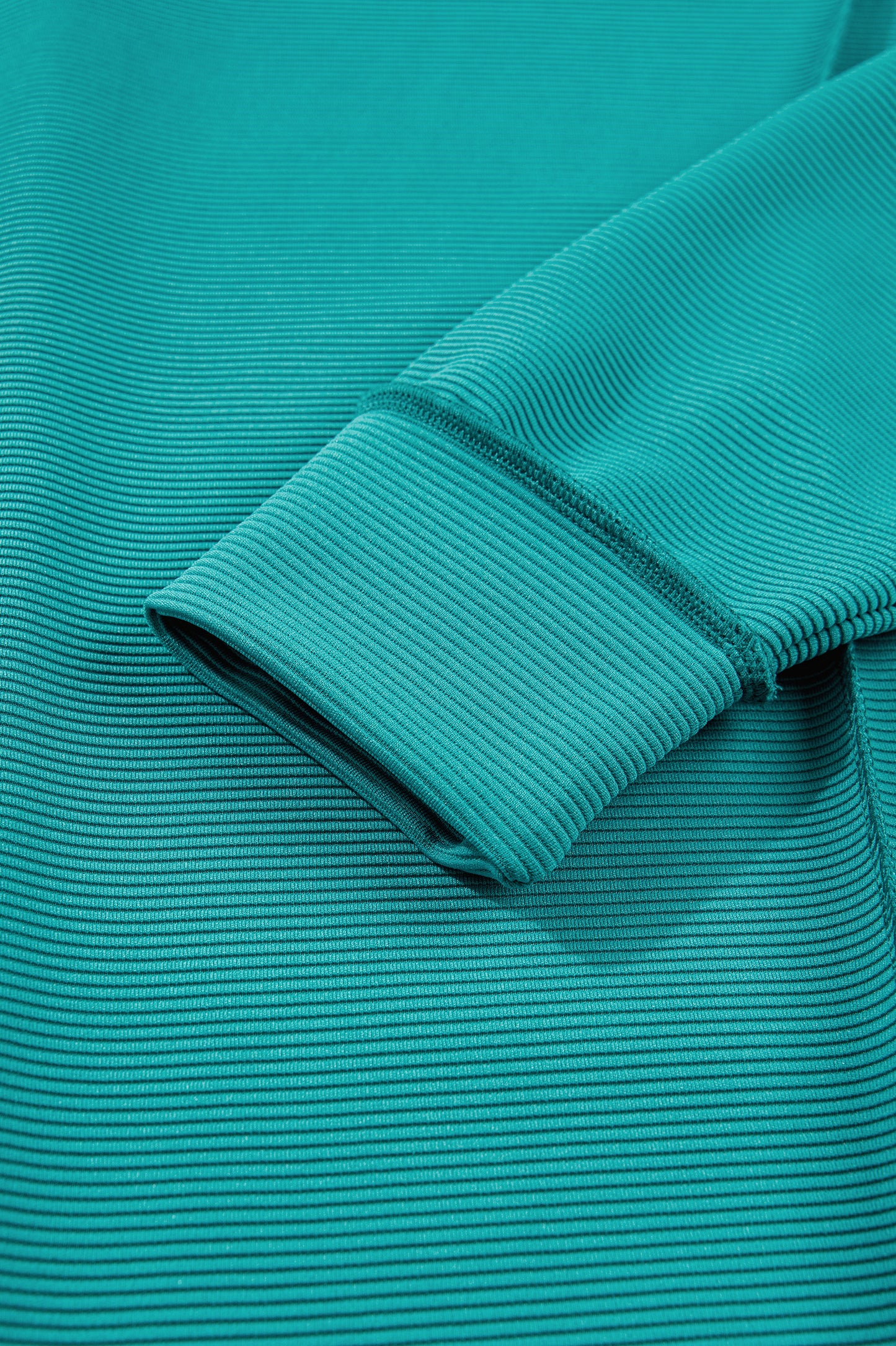 Sea Green Horizontal Ribbed Exposed Seam Detail Drop Shoulder Baggy Pullover