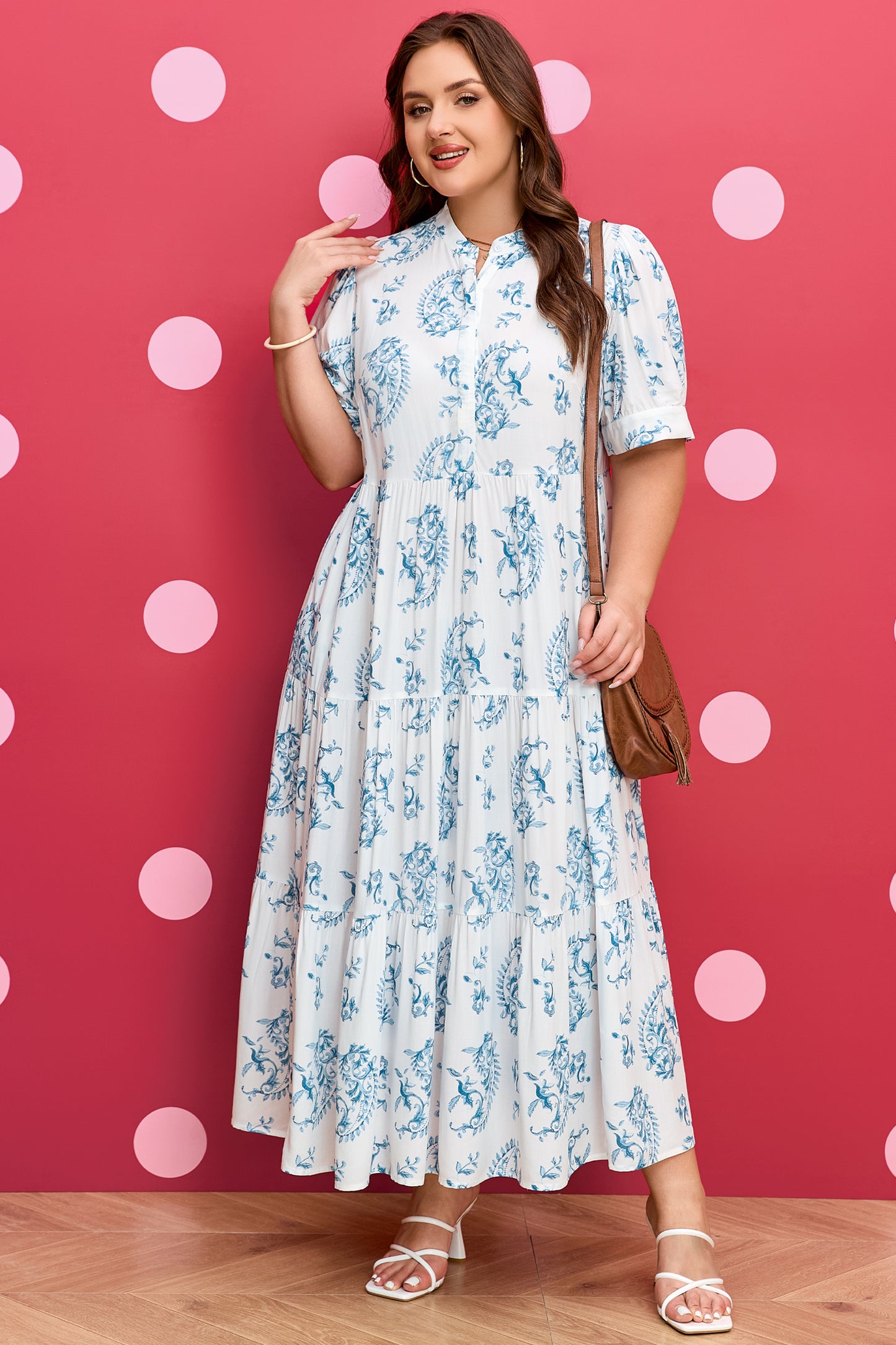 Plus Size Paisley Viscose Maxi Dress Boho Tiered Vacation