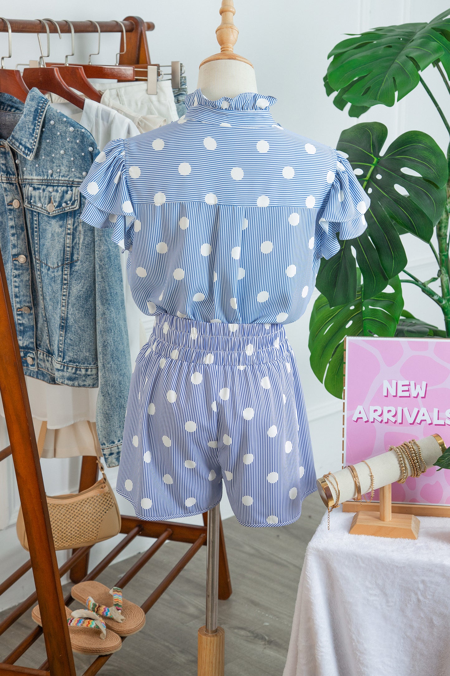 Polka Dot Polyester Shorts Casual Summer Beachwear