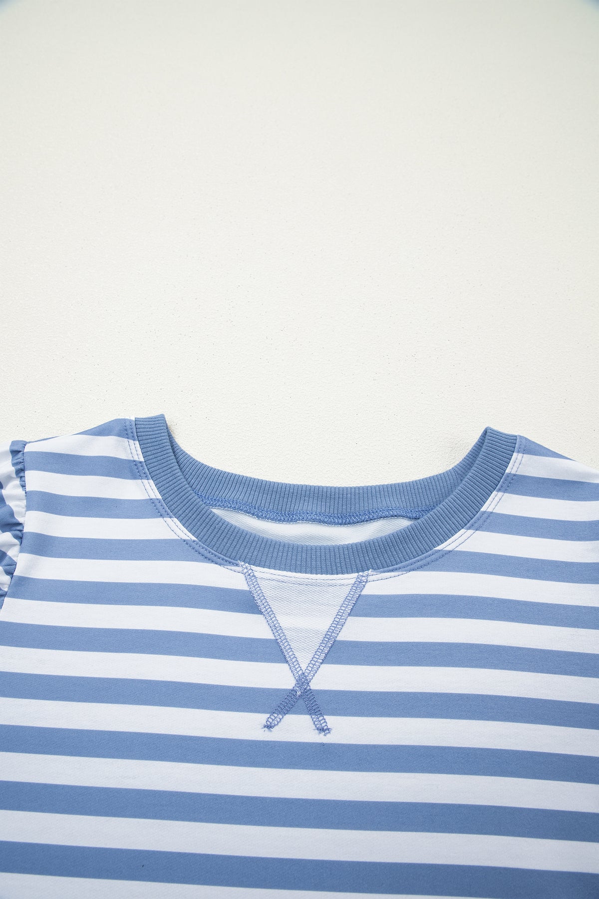 Khaki Stripe Short Bubble Sleeve T Shirt