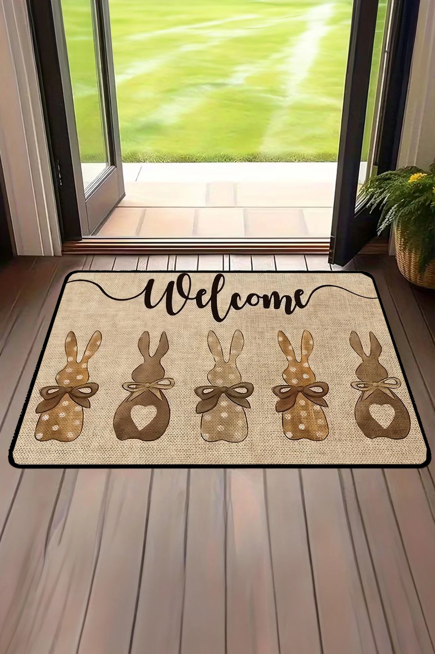 shop similar  Light French Beige Easter Themed Rabbit Welcome Doormat