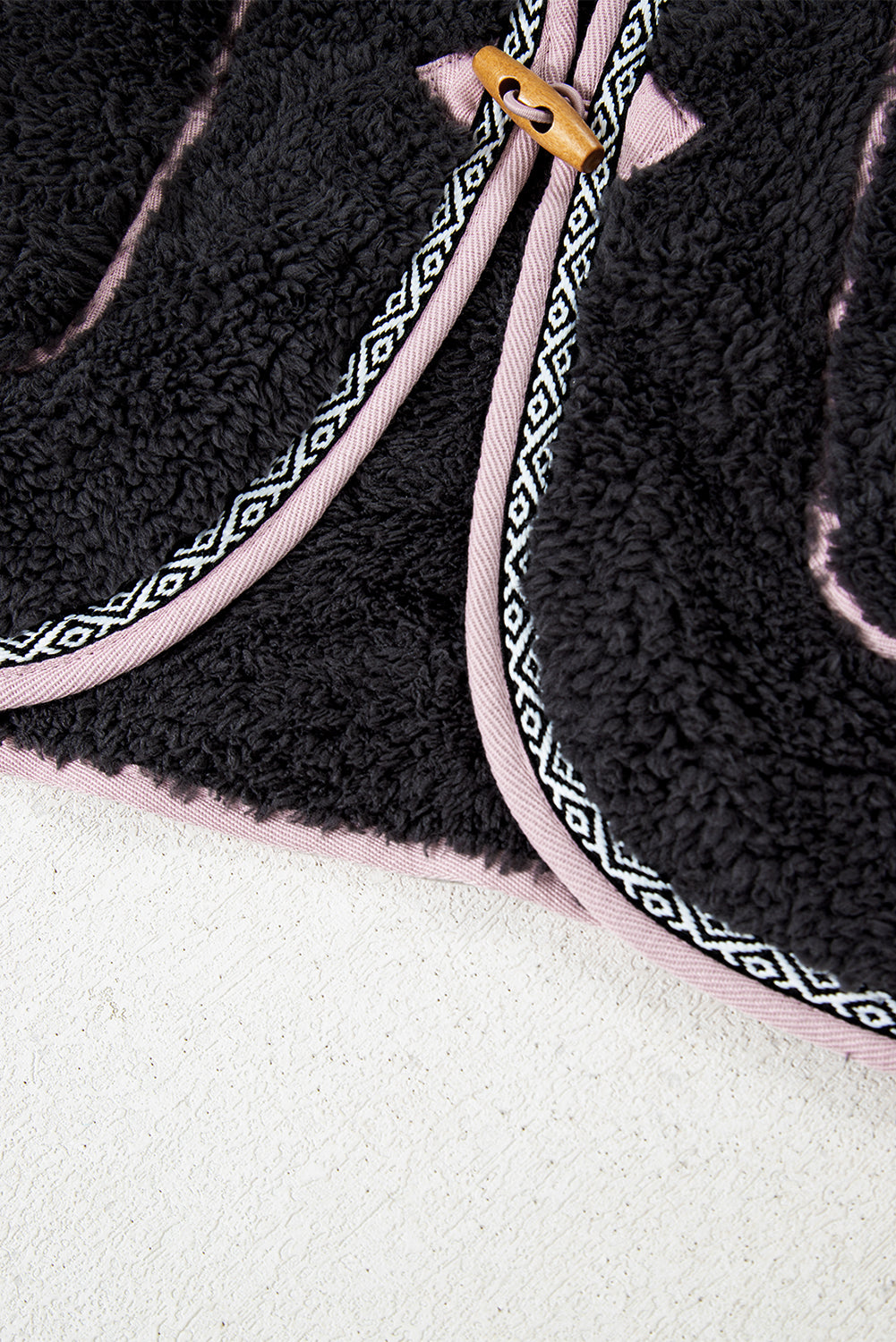 White Sherpa Contrast Trim Patch Pocket Cartridge Toggle Button Vest