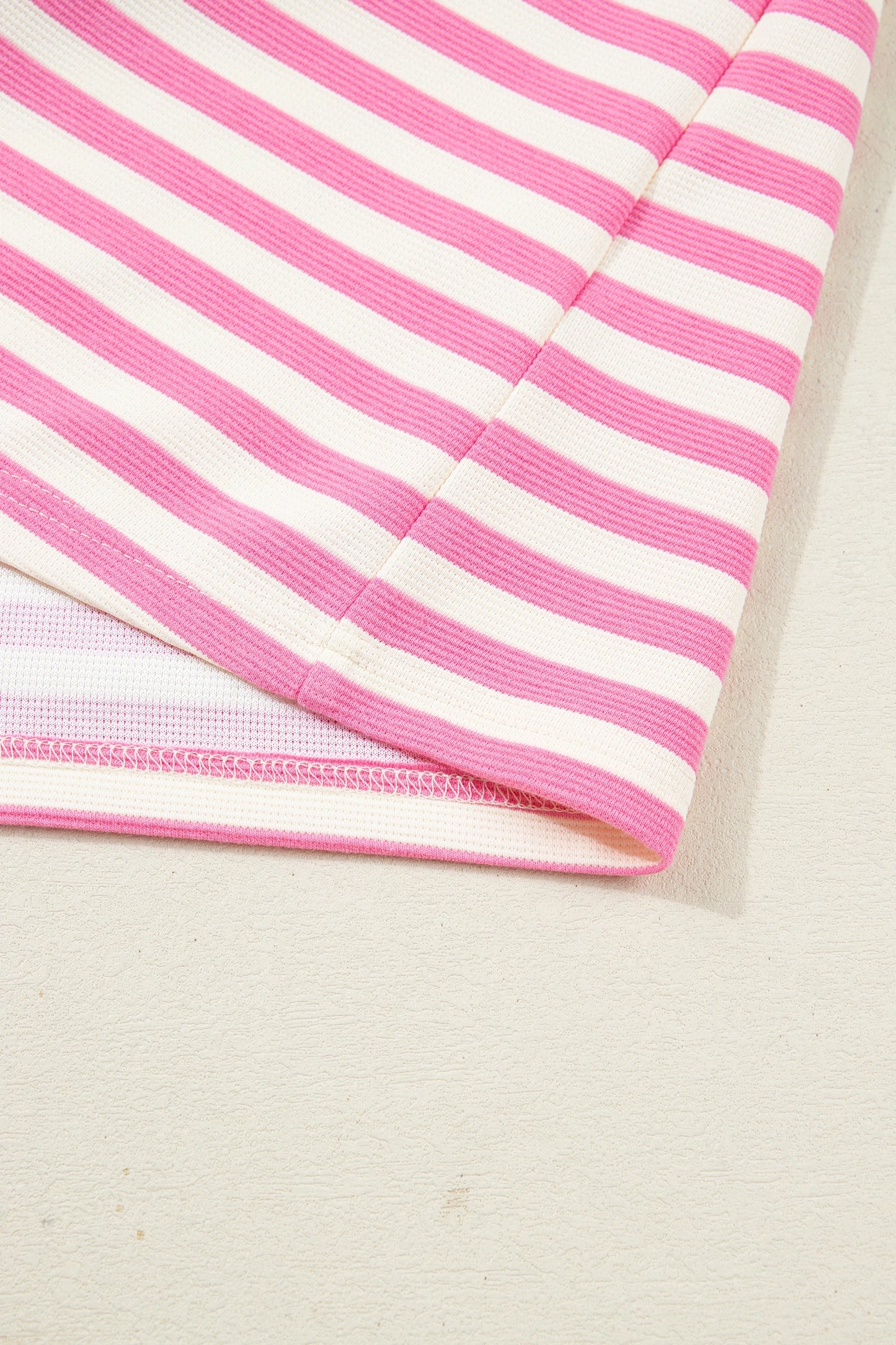 Textured Stripe Print Contrast Trim Zip Collar Sleeveless 2pcs Skort Set