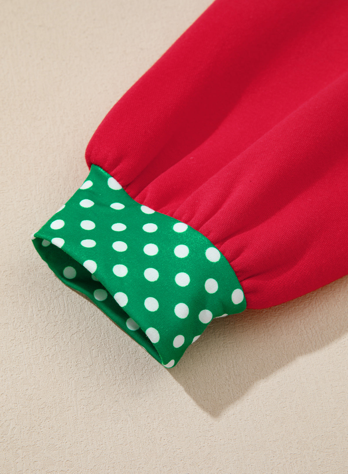 Red Polka Dot Patchwork Round Neck Plus Size Sweatshirt