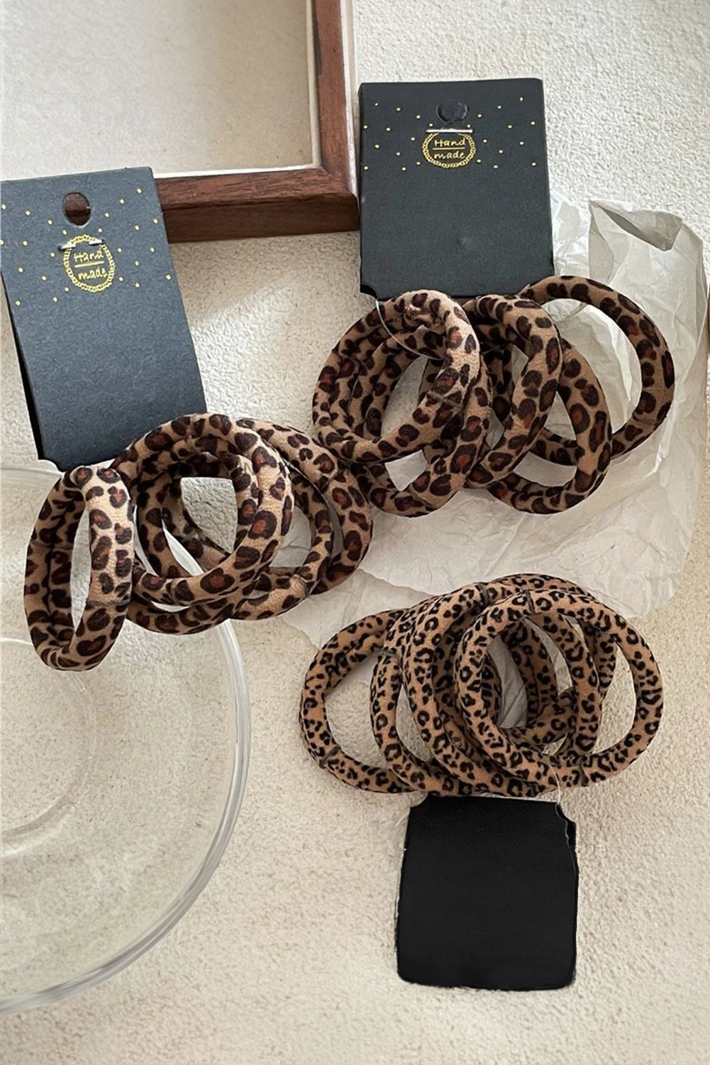 Coffee 5pcs Leopard Elastic Hair Tie Set