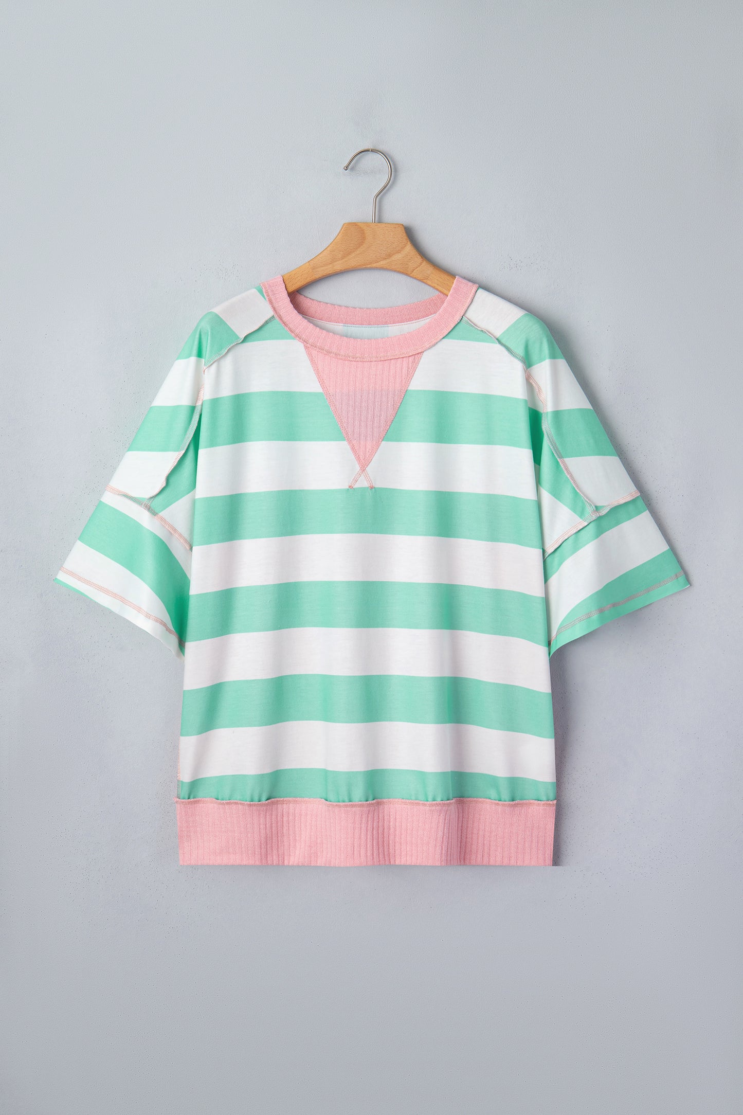 Striped Knit Top Oversized Color Block Boutique Tee