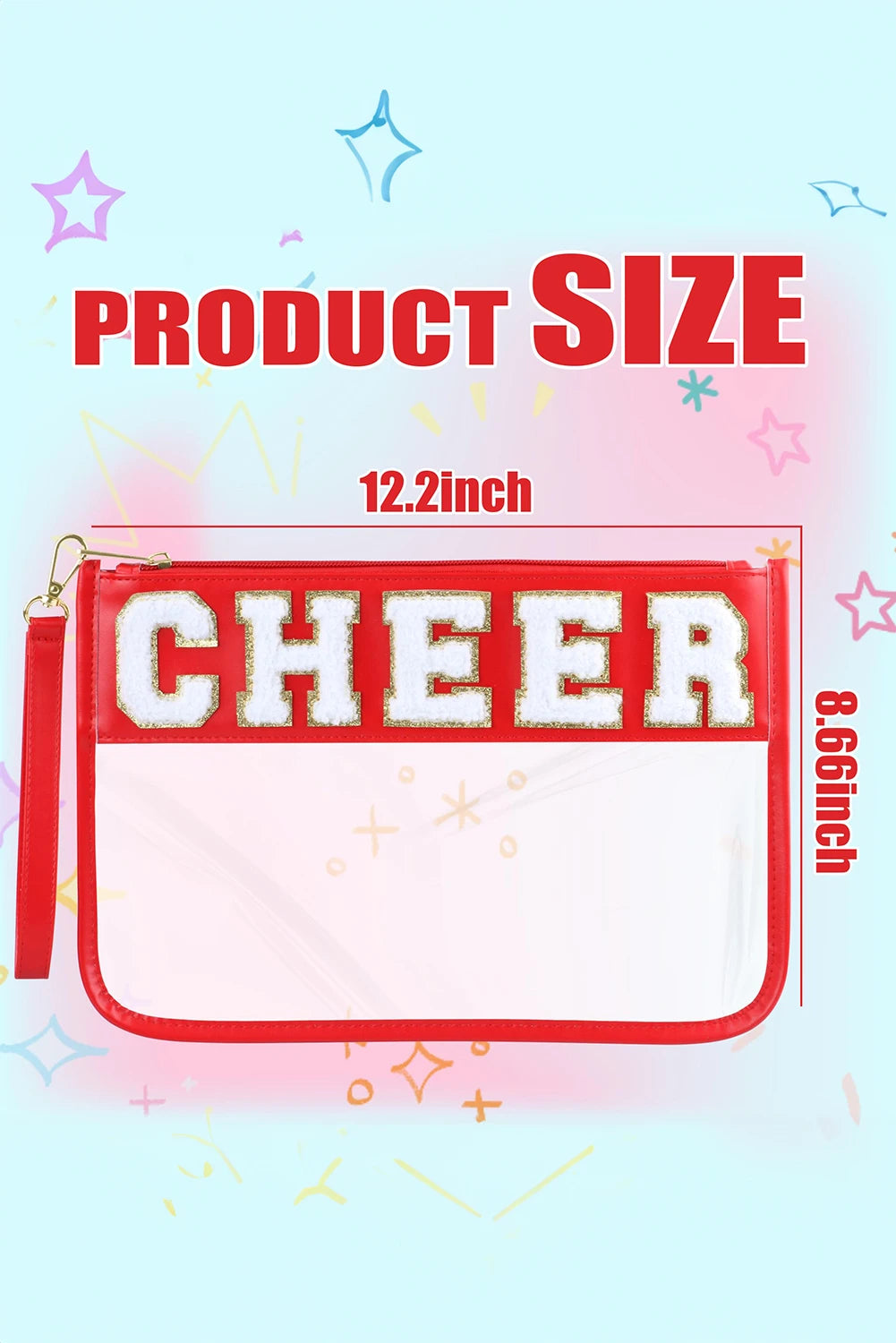 Chenille Letter PU Leather Patchwork Clear Makeup Bag