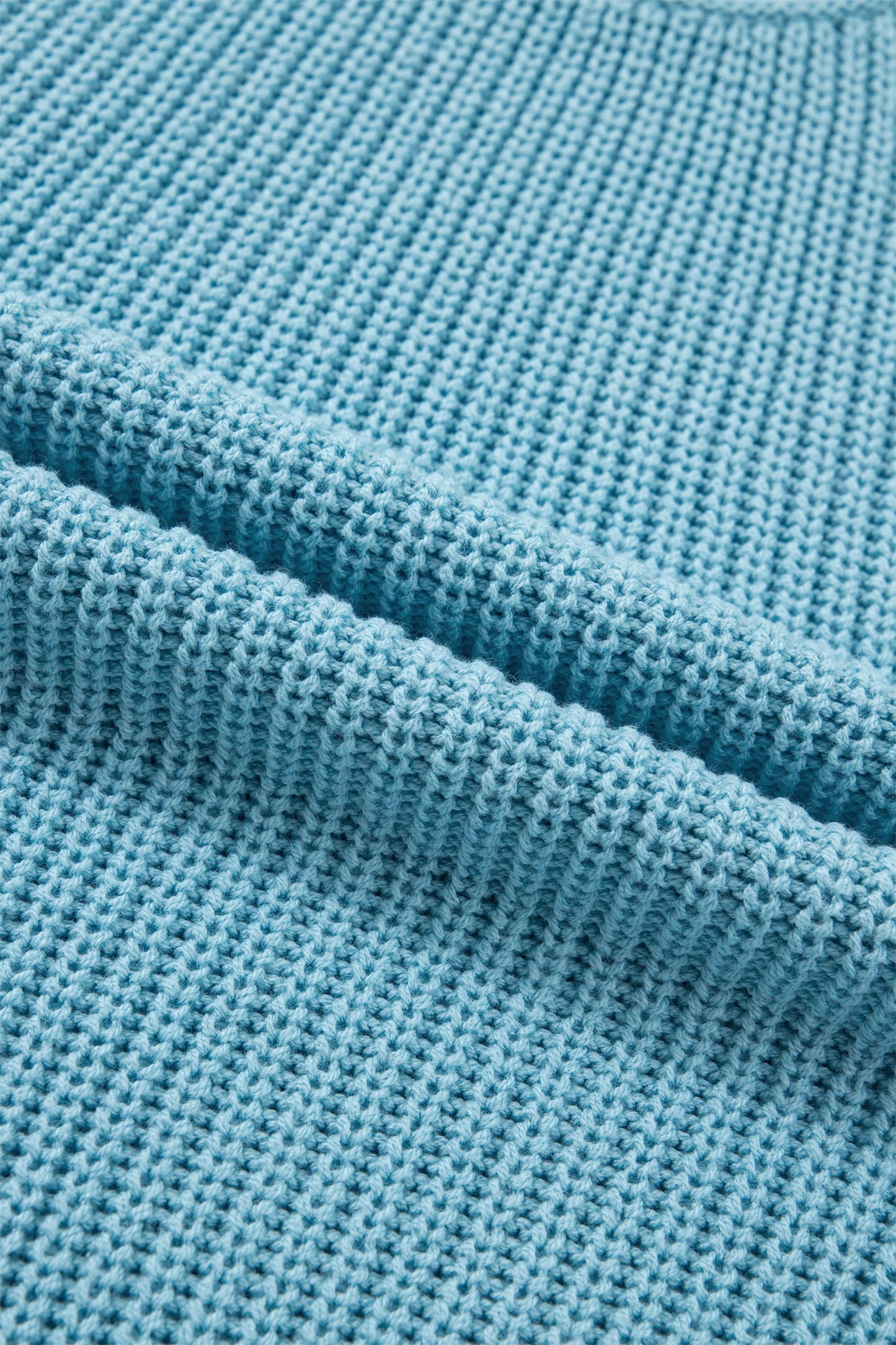 Mist Blue Exposed Seam Half Sleeve Knit Loose Sweater