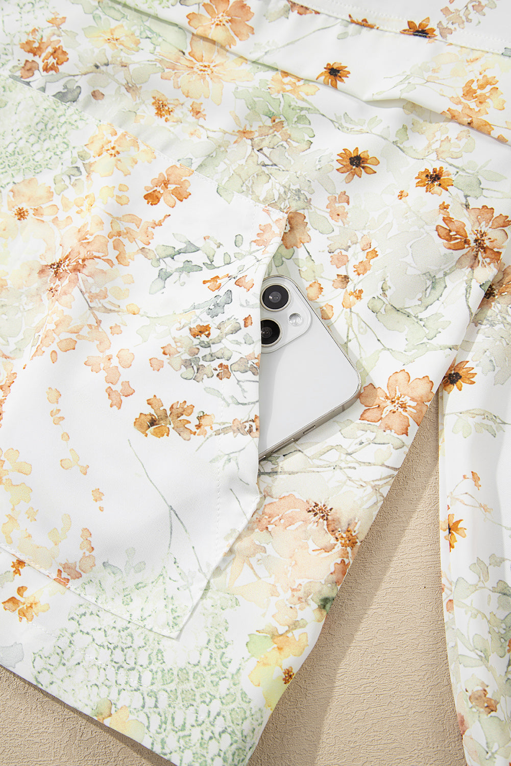 Yellow Floral Print Half Zip Hooded Long Sleeve Top