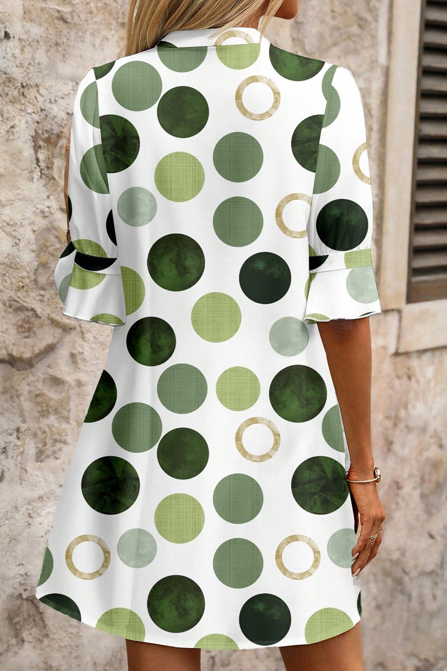 Polka Dot Mini Dress Shift V Neck Summer Dress