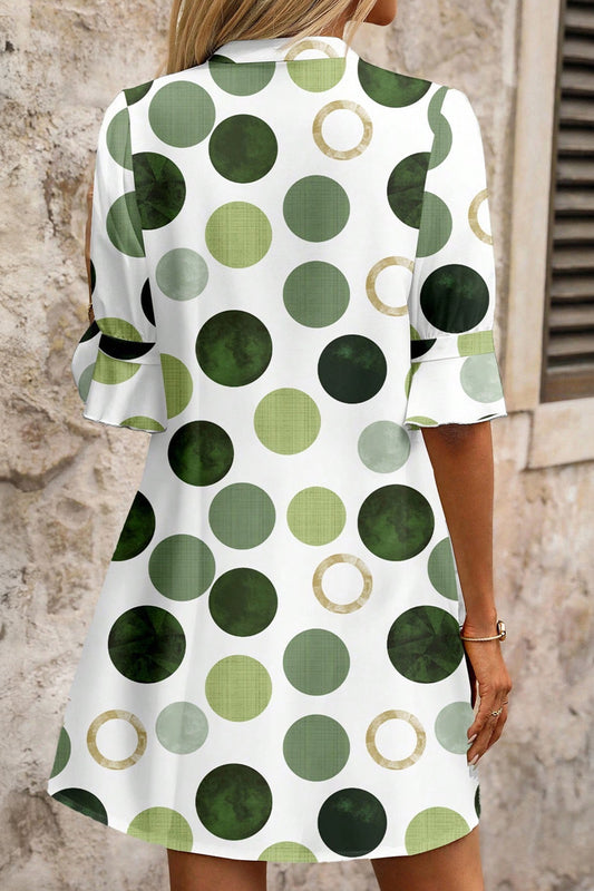Polka Dot Mini Dress Shift V Neck Summer Dress