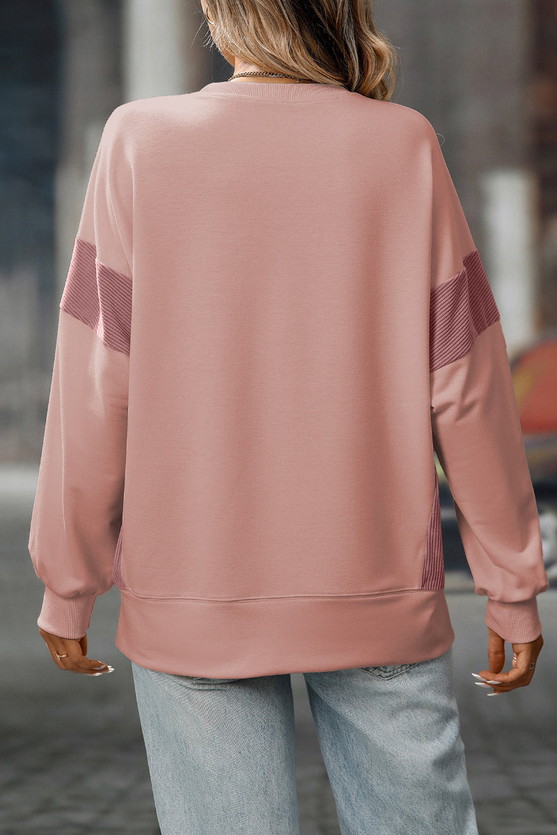 Colorblock Crewneck Long Sleeve Pullover Sweatshirt Women