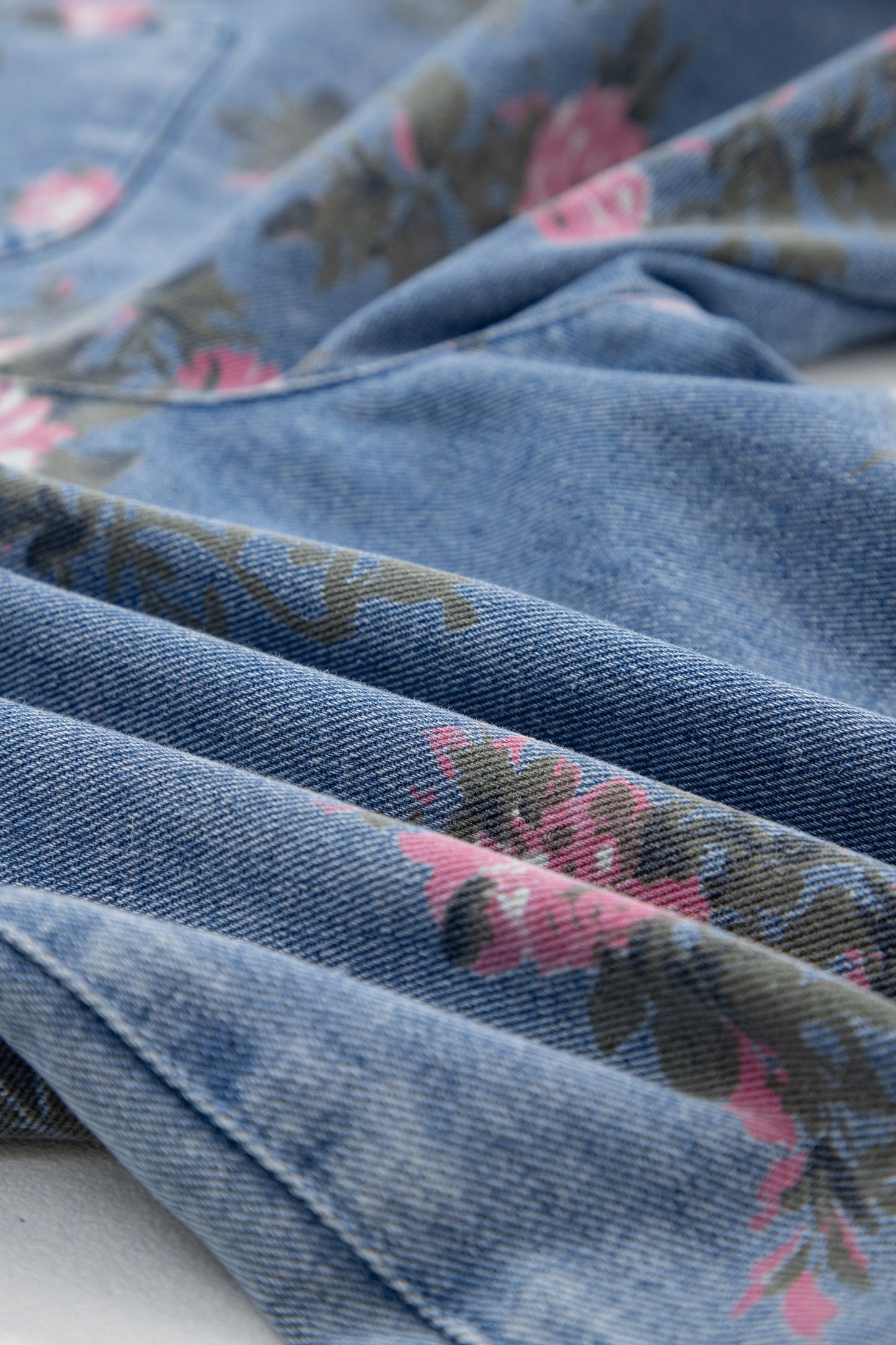 Floral Denim Shortalls Vintage Boho Loose Fit Romper